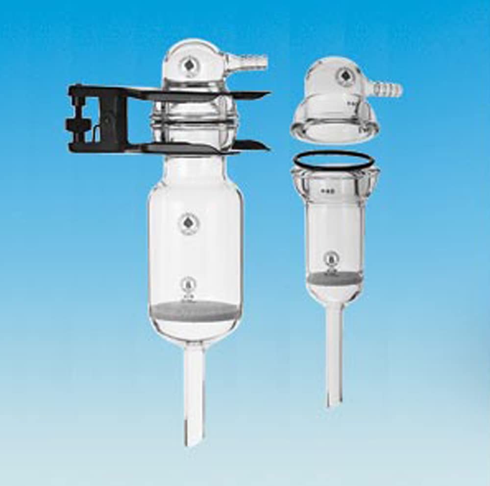 7190-53 Rusek Pressure Filter Drying Funnel - Porosity C, 350 mL Capacity - Ideal for Laboratory Filtration and Solvent Drying