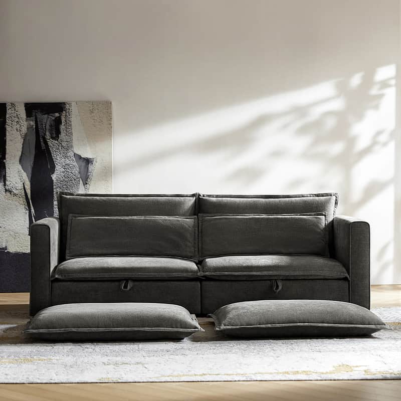 Comfortable Storage Sofa with Dual Layer Cushions & Wide Armrests - Perfect for Living Room, Bedroom, and Small Space Relaxation
