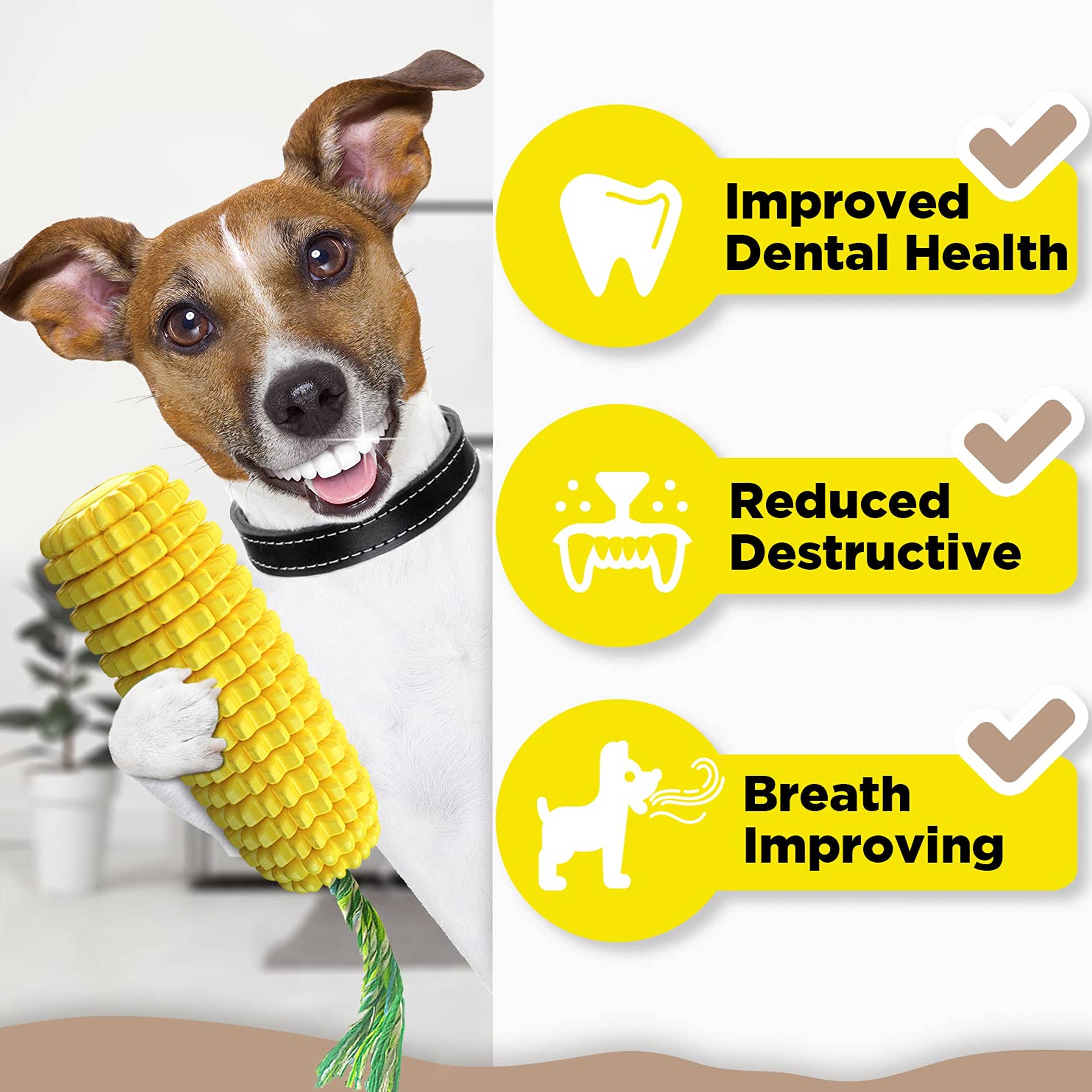 Natural Cornstarch Dog Chew Toys - Safe Teeth Cleaning Toothbrush for Puppies & Small Dogs - Eco-Friendly Pet Dental Care - Perfect for Teething, Training, and Playtime
