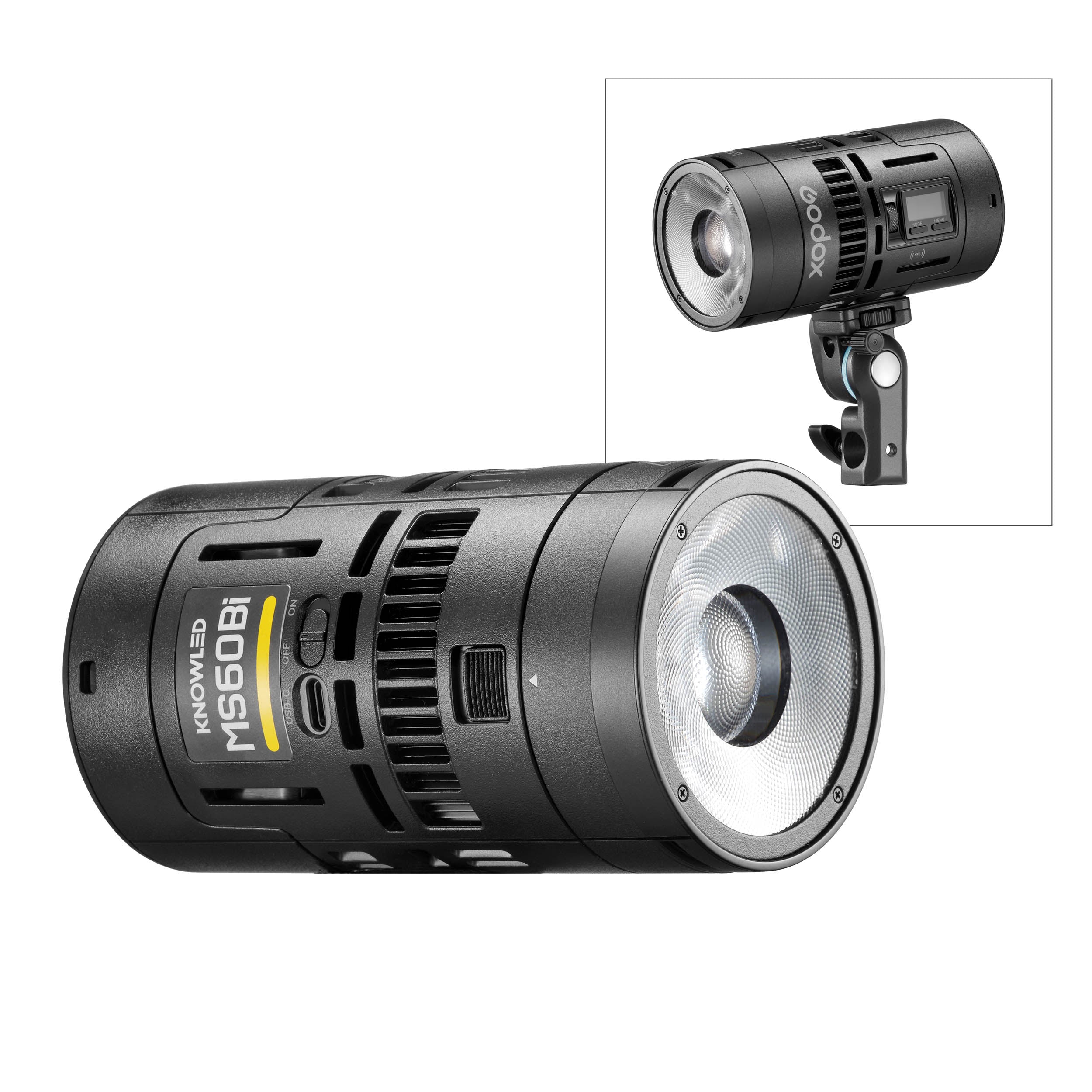KNOWLED MS60Bi Super Compact Bi-Color LED Video Light - 3200K to 5600K Adjustable, Dimmable, with Bowens Mount - Perfect for YouTube, Photography, Studio & Vlogging