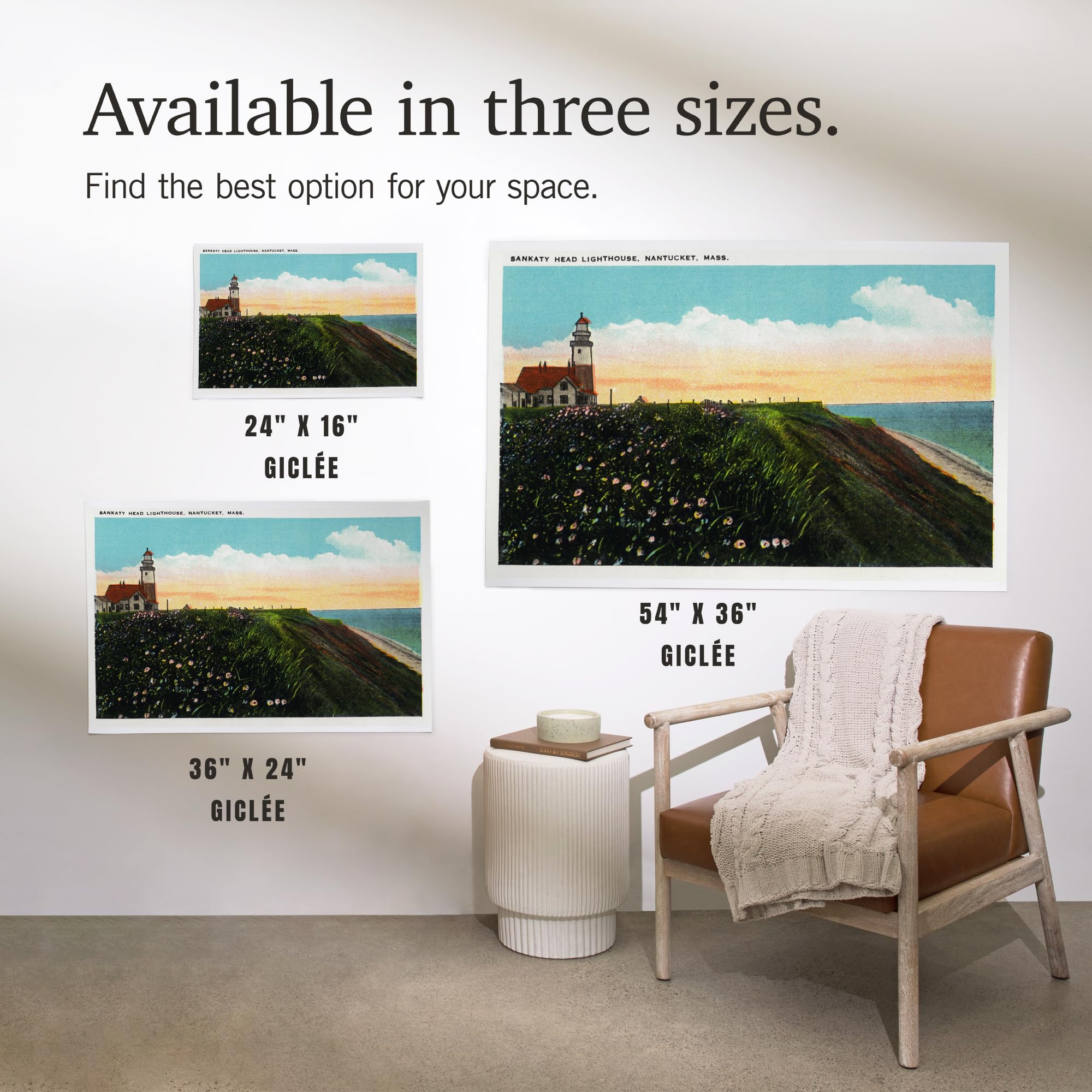 Lantern Press 16x24 Inch Giclee Print - Nantucket Massachusetts Sankaty Head Lighthouse Wall Art - Perfect for Coastal Decor, Beach House Living Room & Office Wall Decor