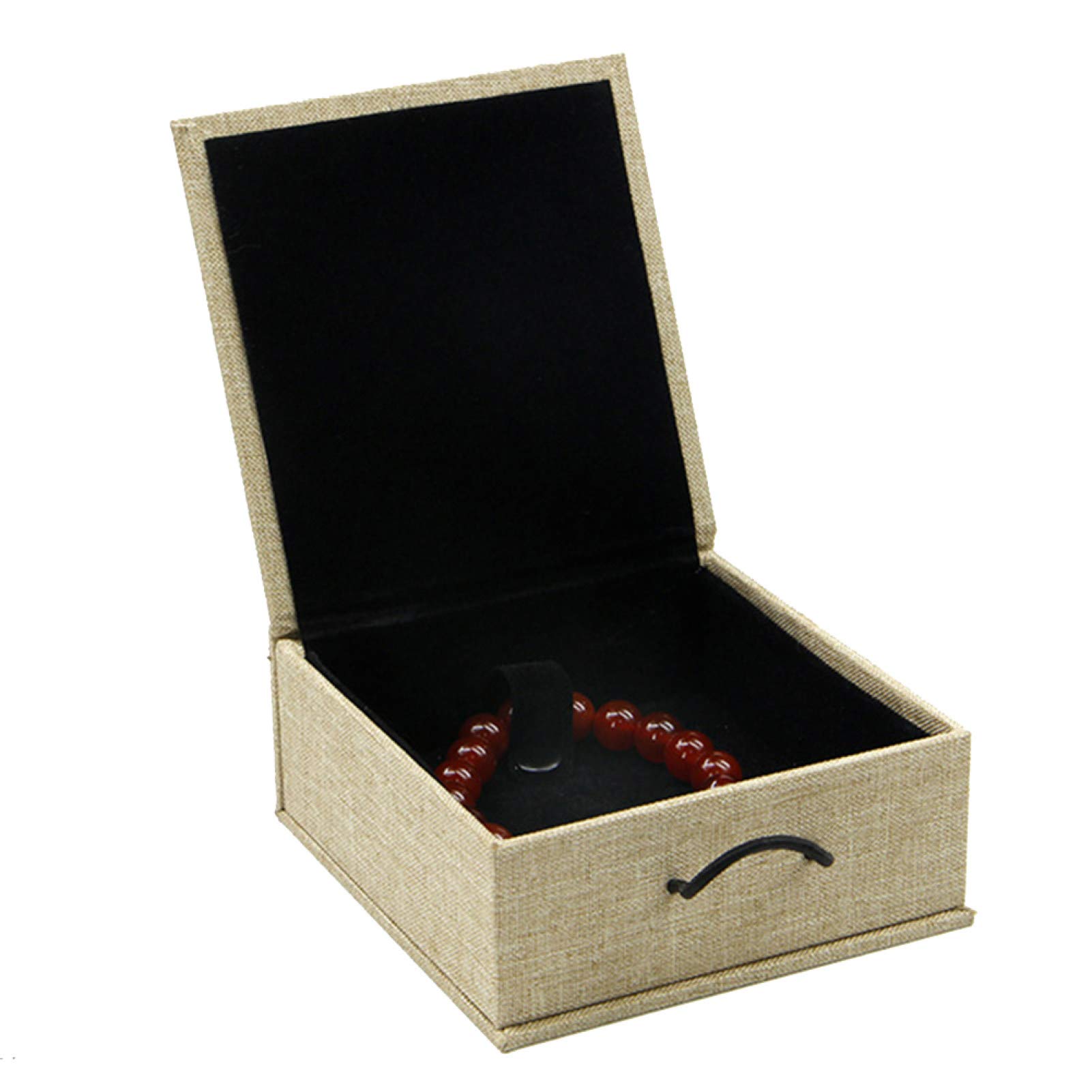 Vintage Linen Jewelry Box with Wooden Buckle - Elegant Ring Bracelet Bead Storage Organizer - White Linen Small Jewelry Gift Box for Women - Perfect for Travel, Home Decor & Wedding Accessories
