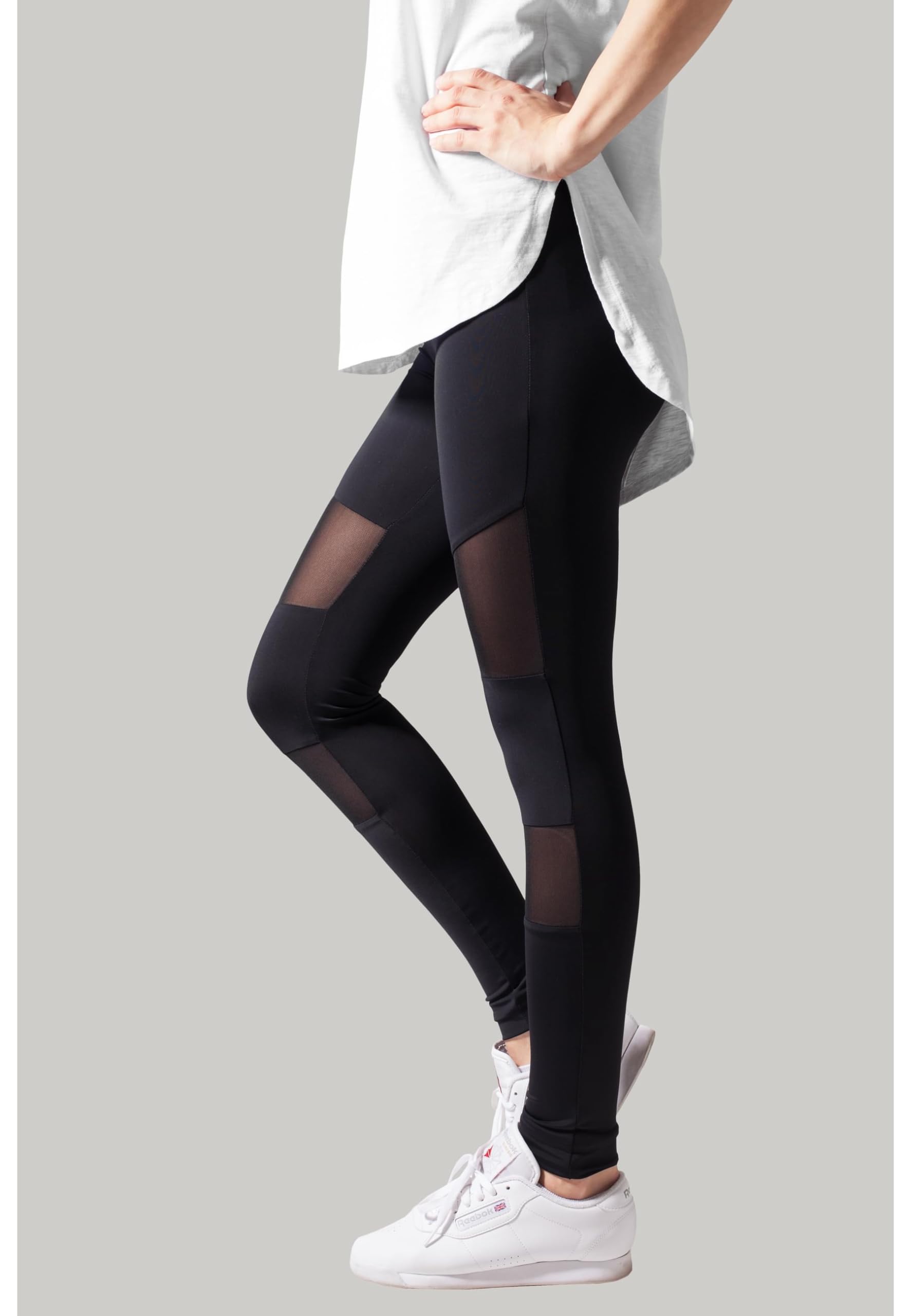 Women's High-Waisted Tech Mesh Leggings - Breathable Workout Yoga Pants for Running, Gym & Lounge - Black - X-Large (TB1174)
