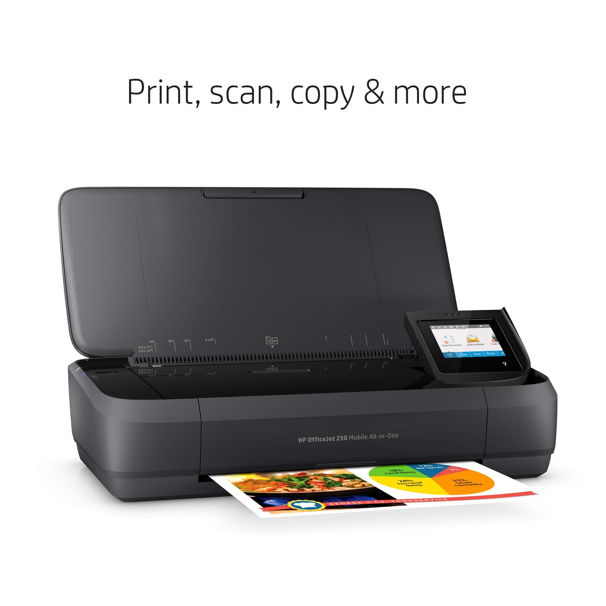 HP OfficeJet 250 Portable All-in-One Printer - Wireless, Mobile Printing, Compact Design (Renewed) | Ideal for Home Office, Business Travel & On-the-Go Printing (Model CZ992A)