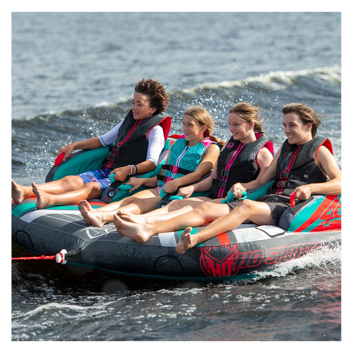 HO Sports 4G Towable Tube for 4 Riders - Heavy Duty Inflatable Water Tube for Boating, Lake & Ocean Fun - Perfect for Family & Friends Water Sports Adventures