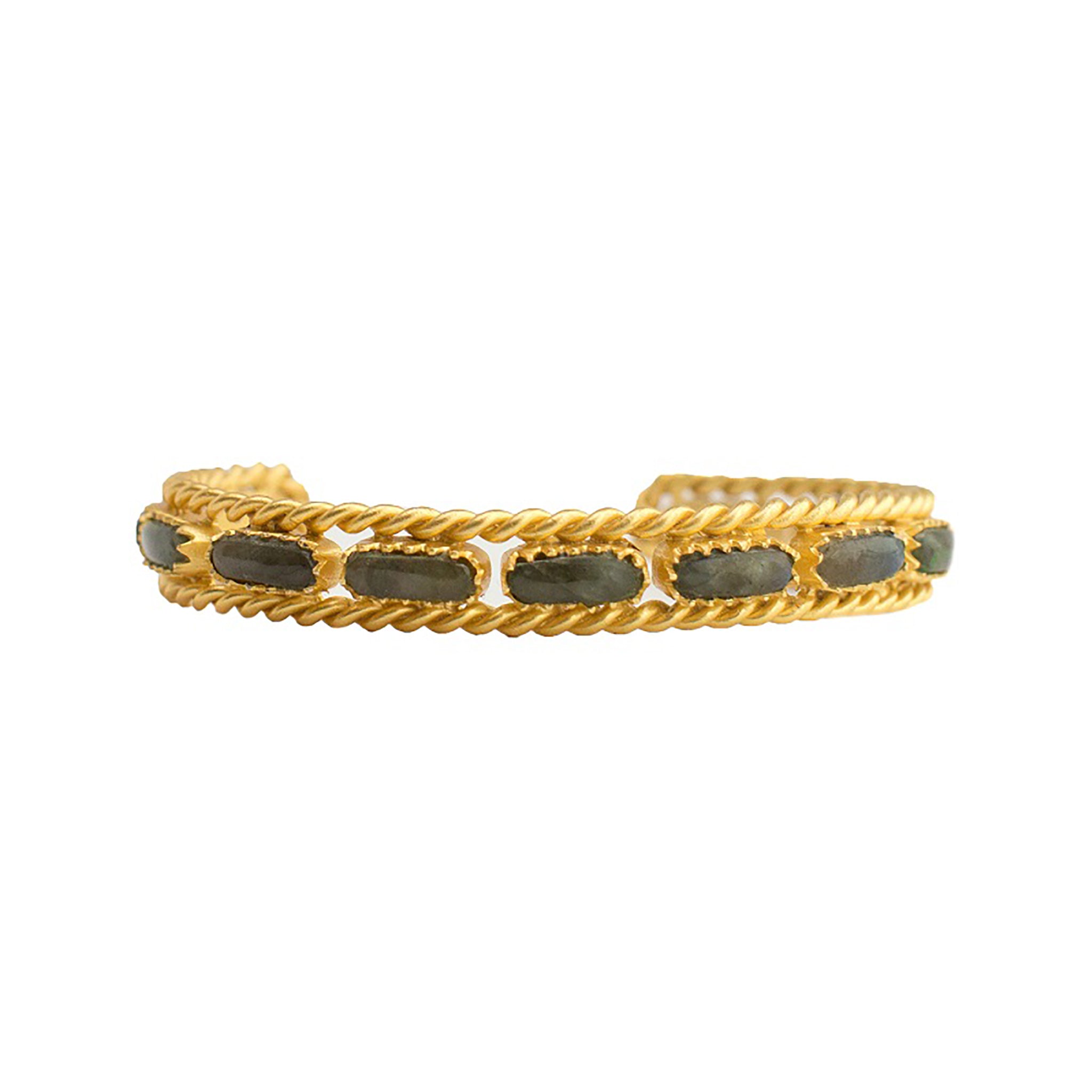 Labradorite Cable Bangle Bracelet - Handmade Sterling Silver Adjustable Wrap Wire Jewelry for Women, Gift for Her - Perfect for Boho, Casual & Formal Occasions