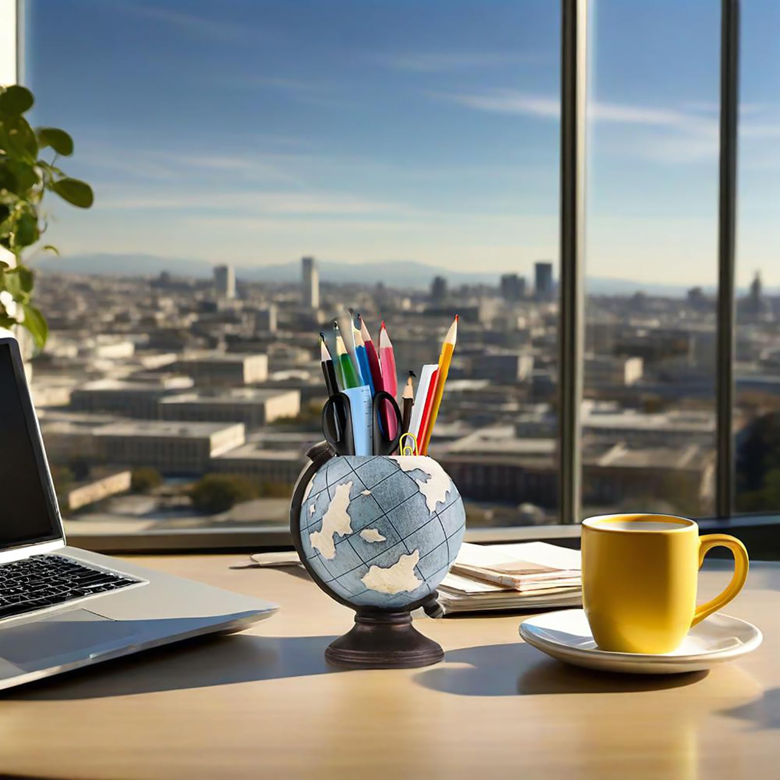 MUAMAX Globe Pen Holder - Stylish Desk Organizer for Pens, Pencils & Office Supplies | Perfect for Home, Office & School Workspaces | Durable Desktop Accessory to Keep Your Workspace Neat