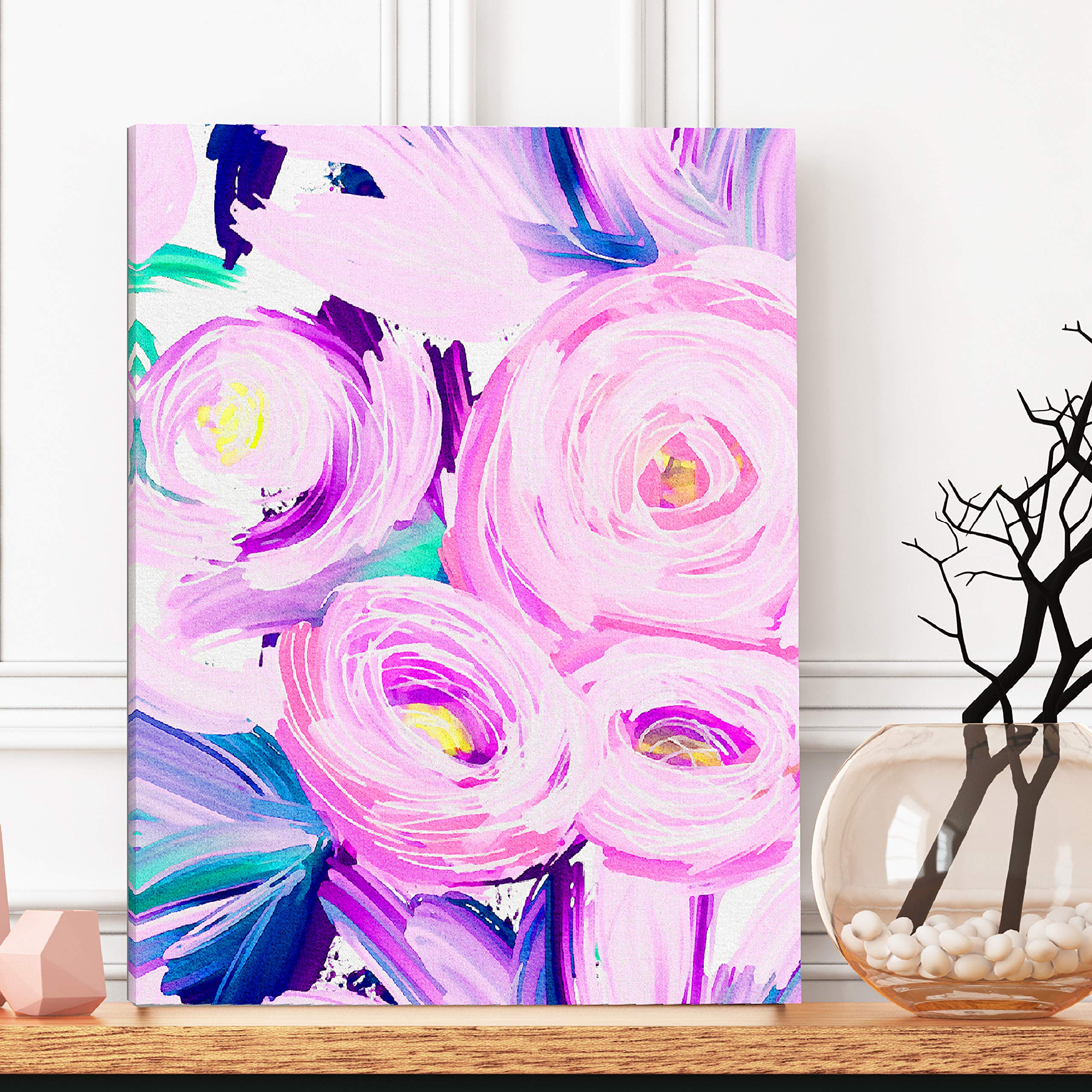 Modern Fashion Glam Wall Art - Watercolor Flower Canvas Prints for Home & Office Decor | Elegant Wall Decoration for Living Room, Bedroom & Office Spaces