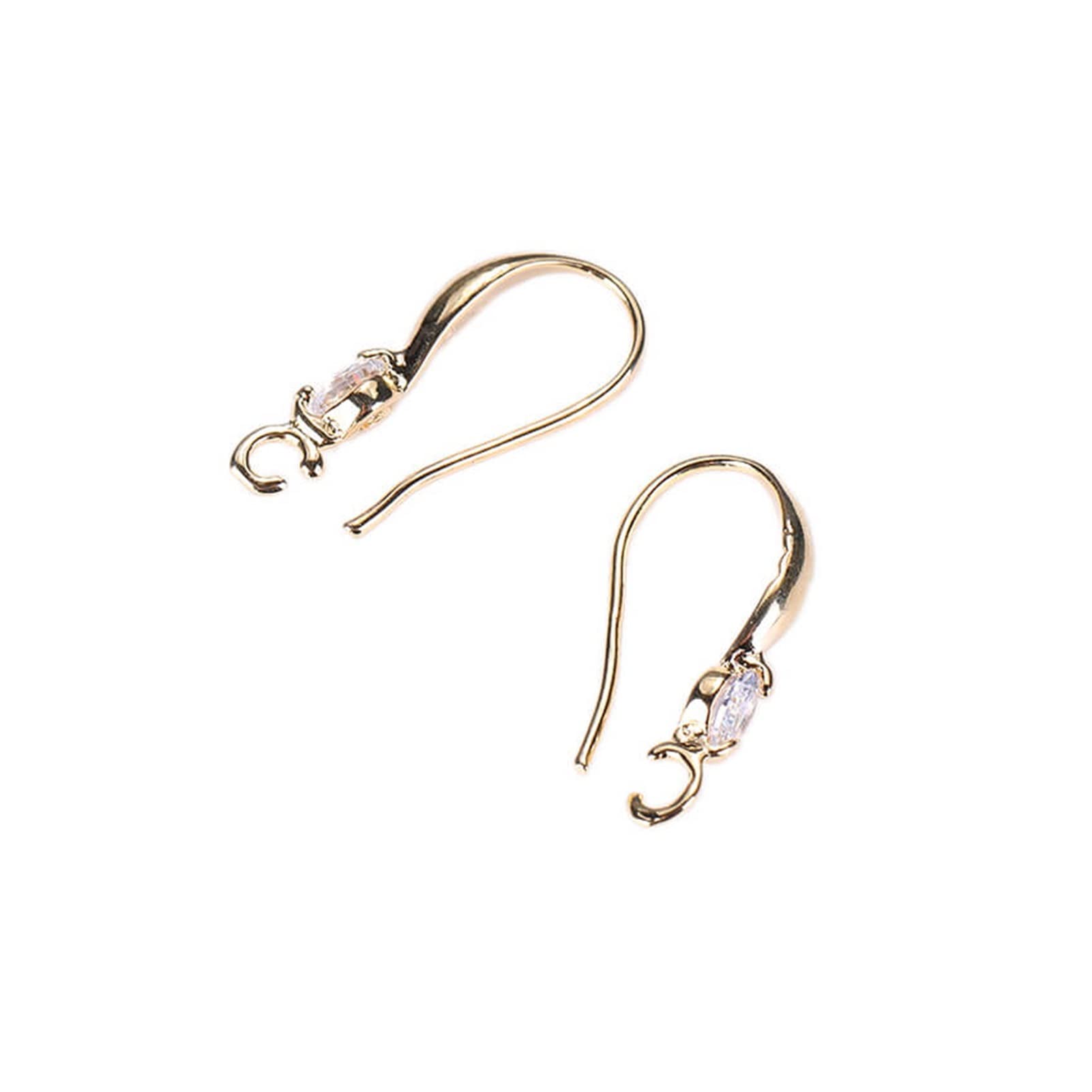 KNOKR Gold Zircon Earring Hooks - Trendy DIY Earring Making Accessories for Women, Personalized Fashion Jewelry Findings - Perfect for Handmade Jewelry, Gift Making & Fashion Accessories