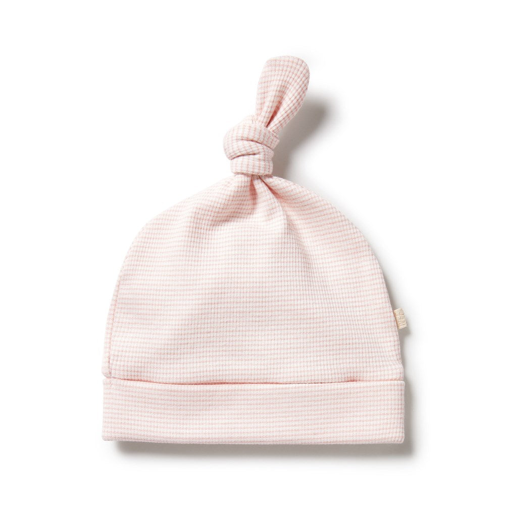 Organic Cotton Striped Rib Knot Hat for Women - Trendy Winter Beanie for Outdoor Activities & Casual Wear