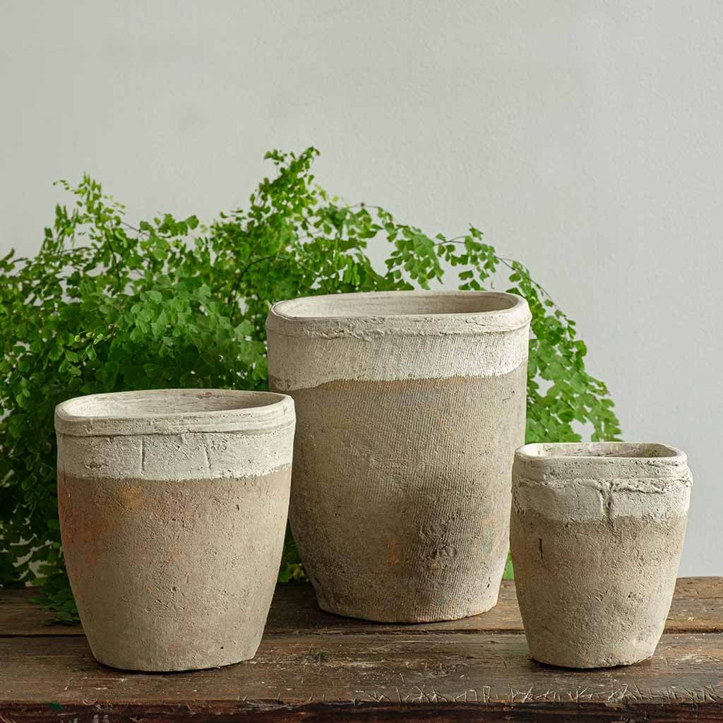 Campania International Farmer’s Squared Cylinder Pot Set - 3-Piece Decorative Garden Planter for Indoor & Outdoor Plants - Perfect for Herbs, Flowers, and Succulents on Patios, Decks, and Windowsills