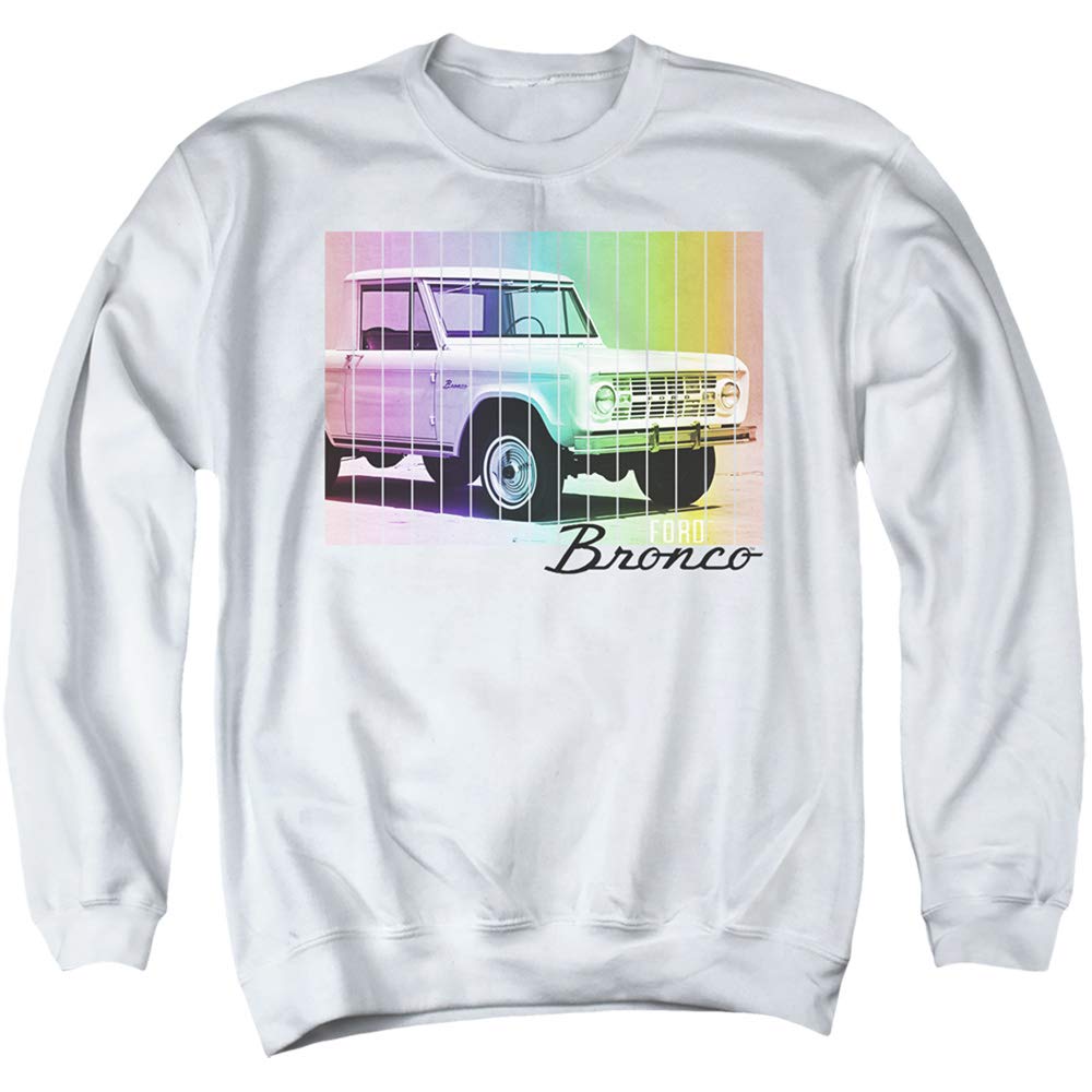 Ford Bronco Retro Rainbow Unisex Crewneck Sweatshirt for Men & Women | Vintage Style Pullover Hoodie | Casual Streetwear for Outdoor Adventures & Road Trips