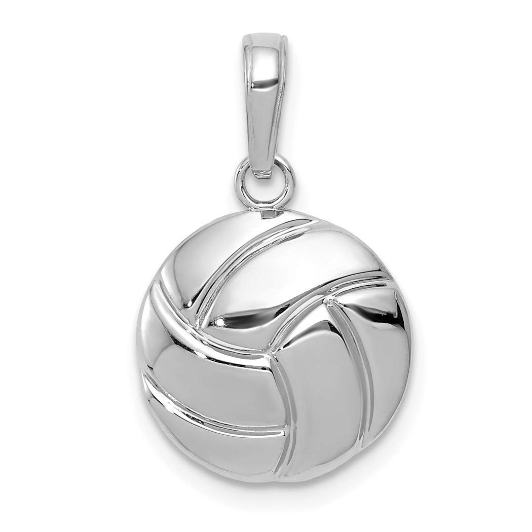 14K White Gold Polished Volleyball Pendant Necklace for Women - Elegant Jewelry Gift for Athletes, Coaches & Sports Lovers - Perfect for Games, Graduation & Birthday Celebrations