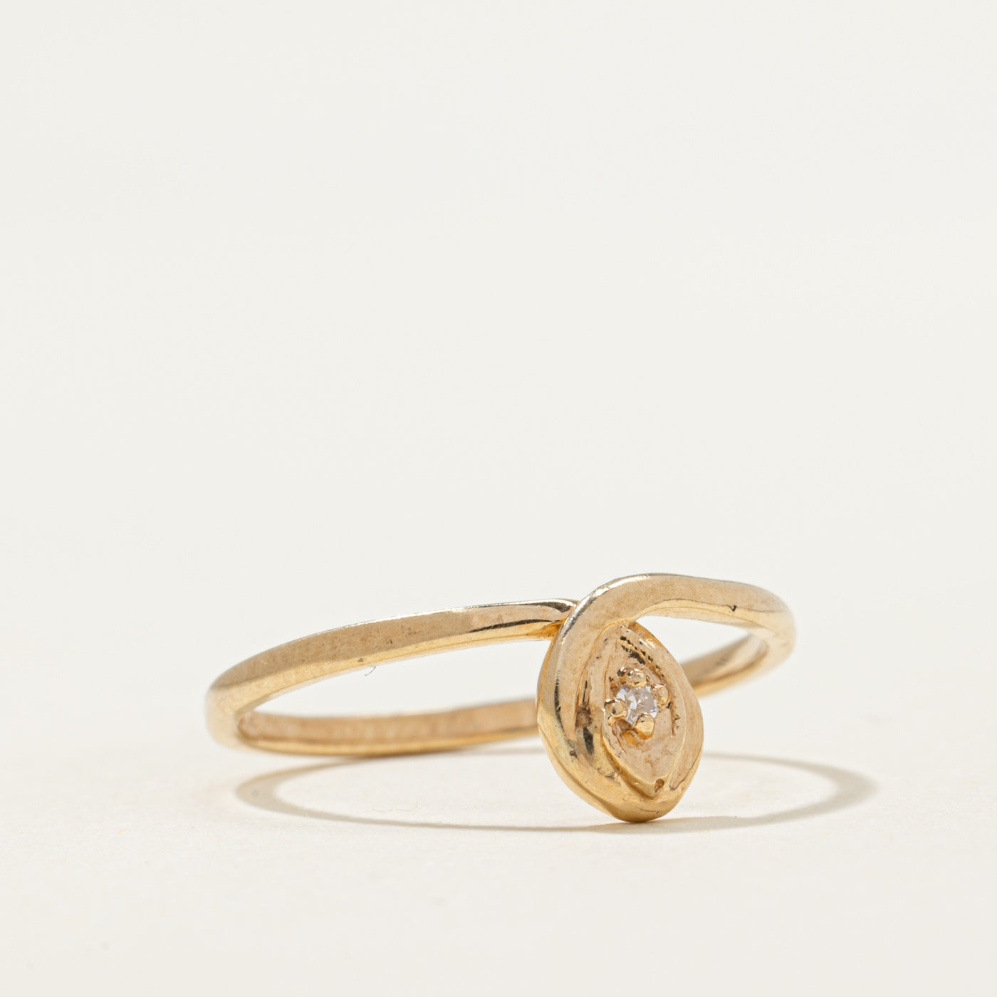 0.01ct Single Stone Diamond Loop Ring - Size 6.25 - Elegant Minimalist Wedding Band, Anniversary Gift for Her - Perfect for Everyday Wear & Special Occasions
