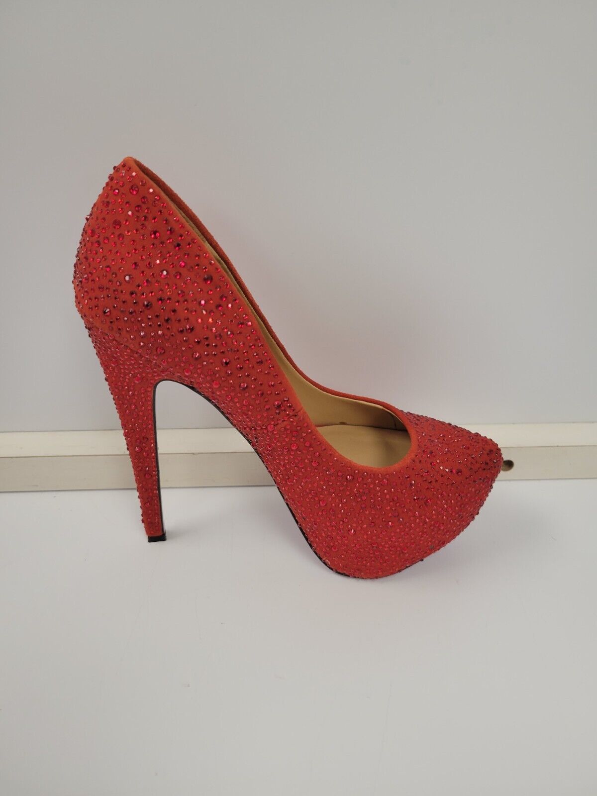 Taylor Red Bedazzled High Heels Size 7.5 US - Perfect for Evening Parties, Prom, and Special Occasions