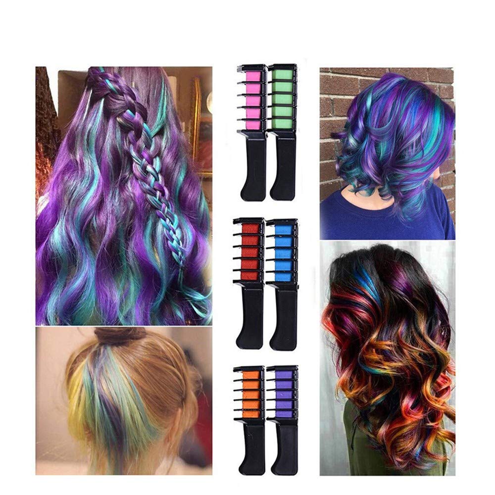 Washable Temporary Hair Chalk Comb - Non-Toxic Matte Hair Color Dye for Kids & Teens | Perfect for Birthday Parties, Halloween, Christmas, Cosplay & DIY Hairstyling Fun