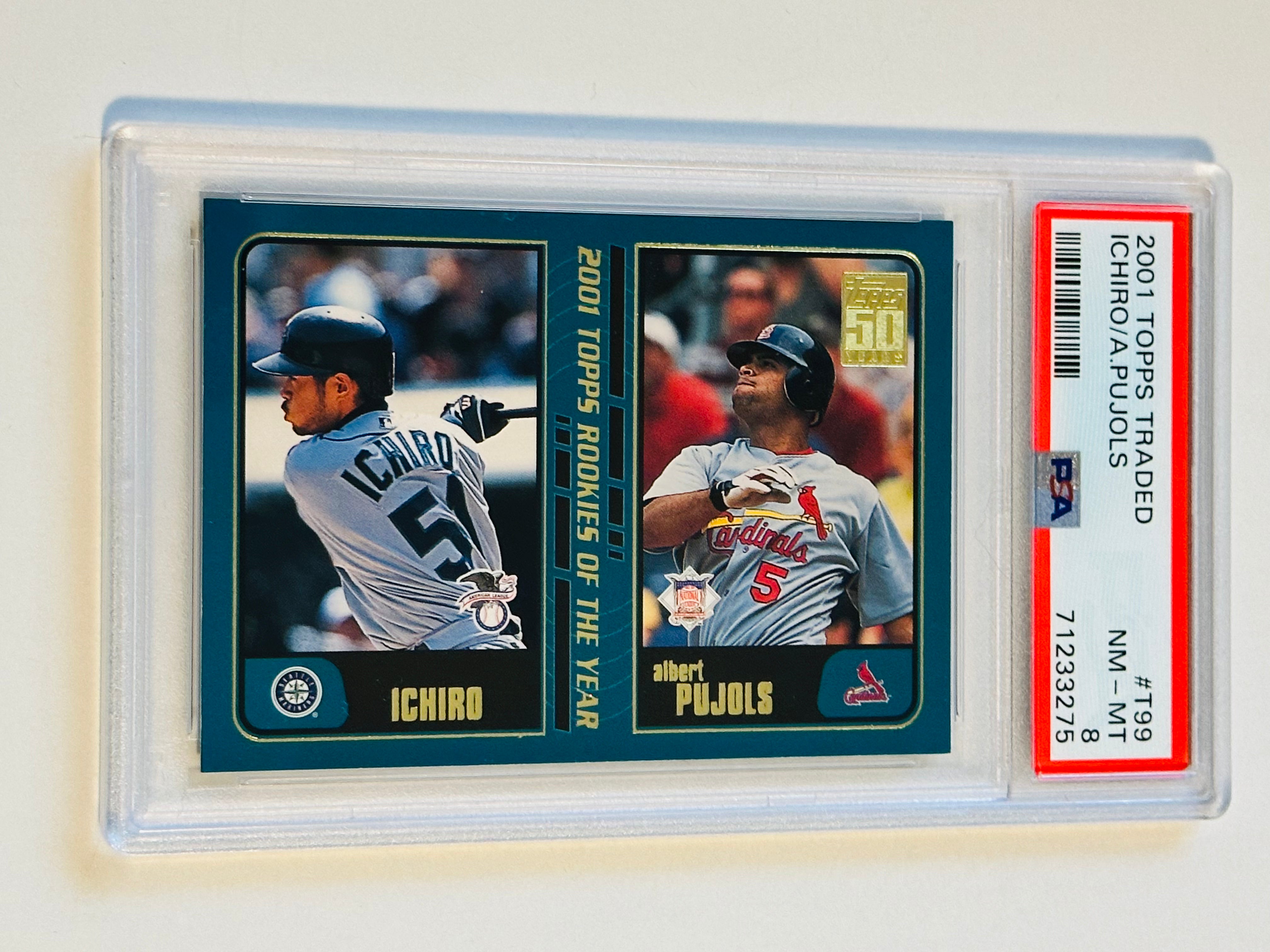 2001 Albert Pujols & Ichiro Suzuki Topps Traded PSA 8 High Grade Baseball Rookie Cards - Perfect for Collectors & Sports Memorabilia Displays