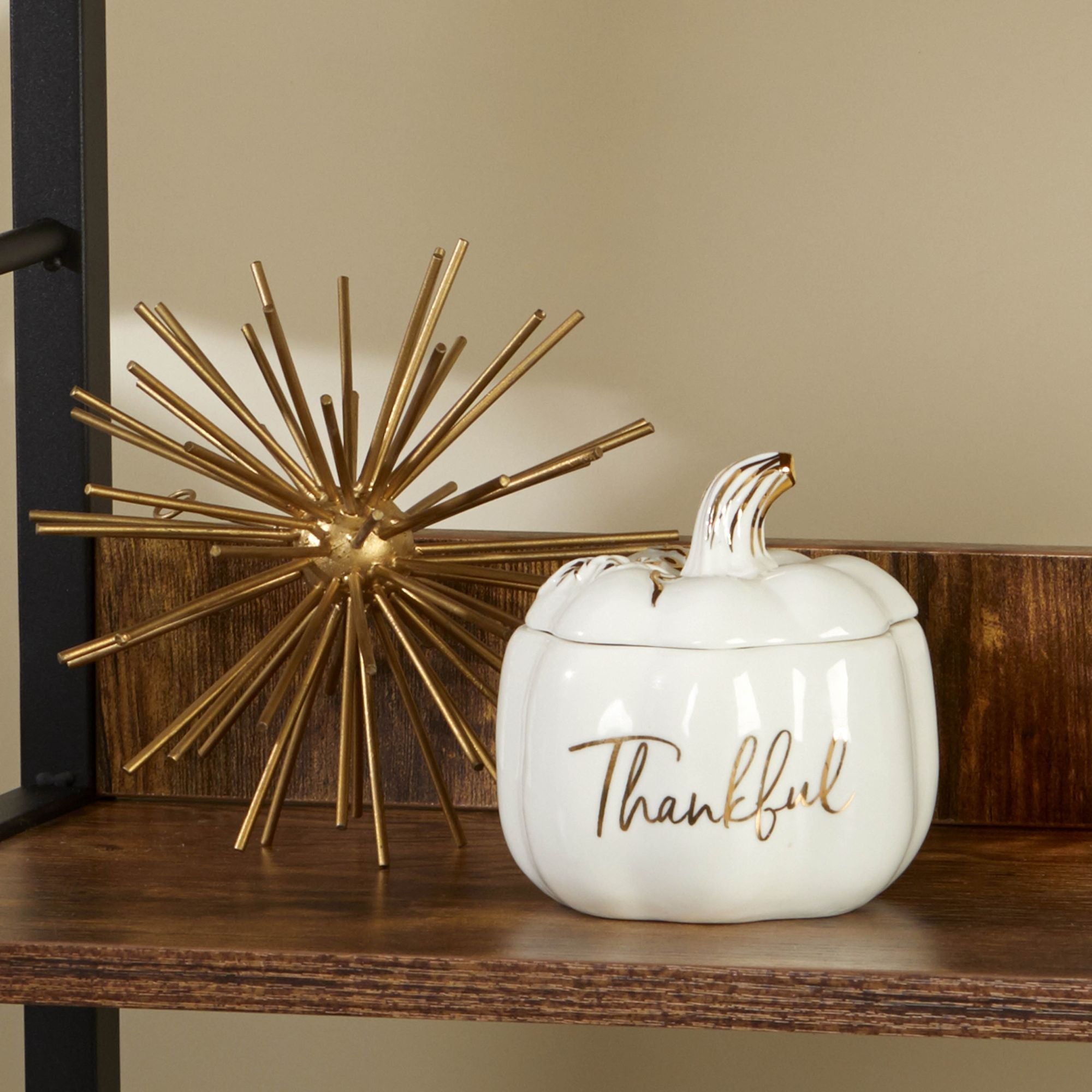 Thankful White Pumpkin Decorative Bowl - Fall Harvest Centerpiece for Thanksgiving Table Decor, Farmhouse Home Decor, Autumn Party Serving Dish