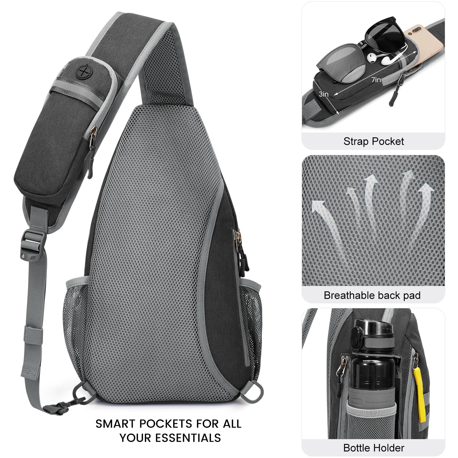 G4Free RFID Blocking Sling Bag Crossbody Backpack - Anti-Theft Travel Chest Bag for Men & Women - Lightweight Hiking Daypack for Outdoor Sports, Gym, Commuting & Daily Use