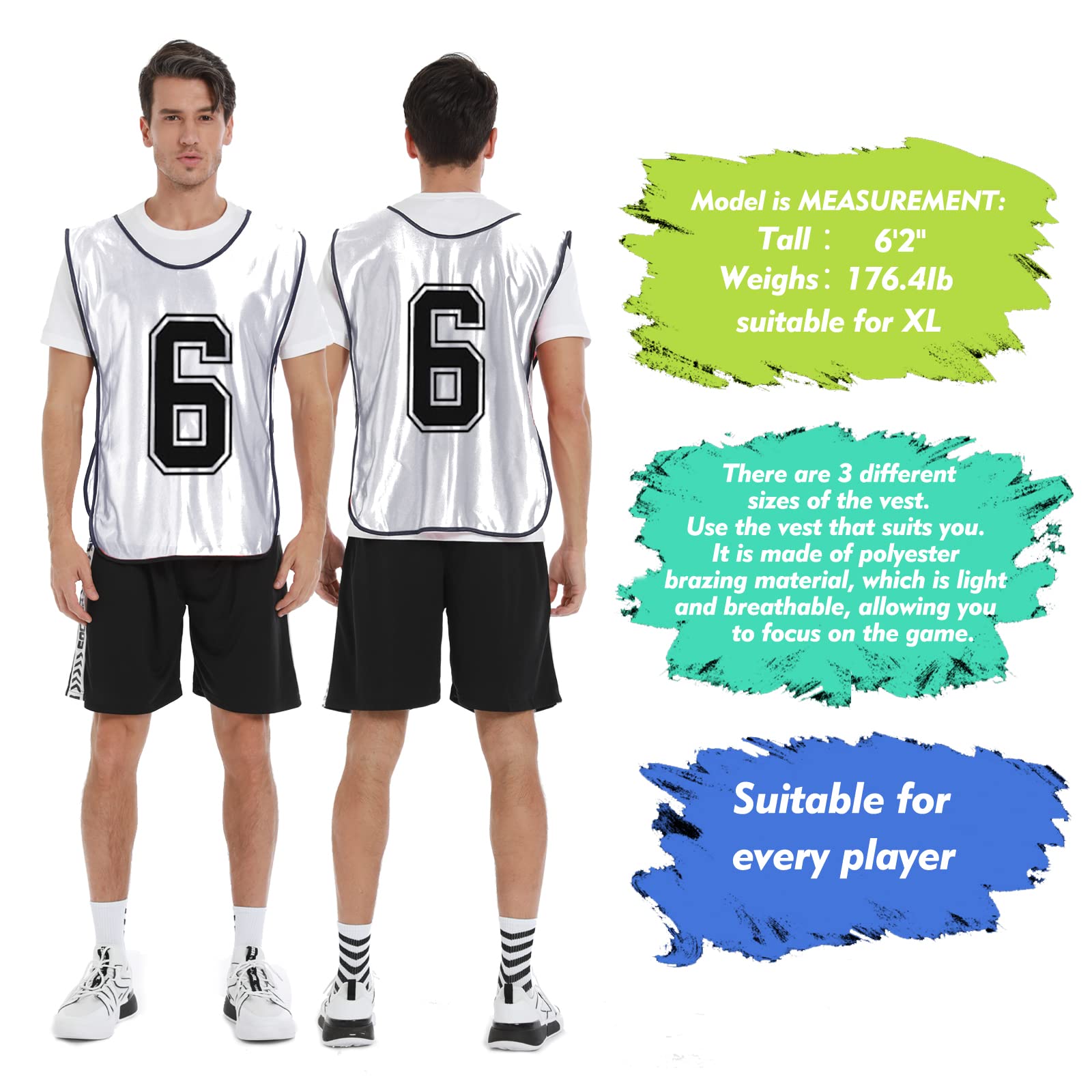 Numbered Sports Pinnies - 12-Pack Reversible Practice Vests for Soccer, Basketball & Team Sports - Youth & Adult Sizes - Ideal for Training, Games & Team Identification