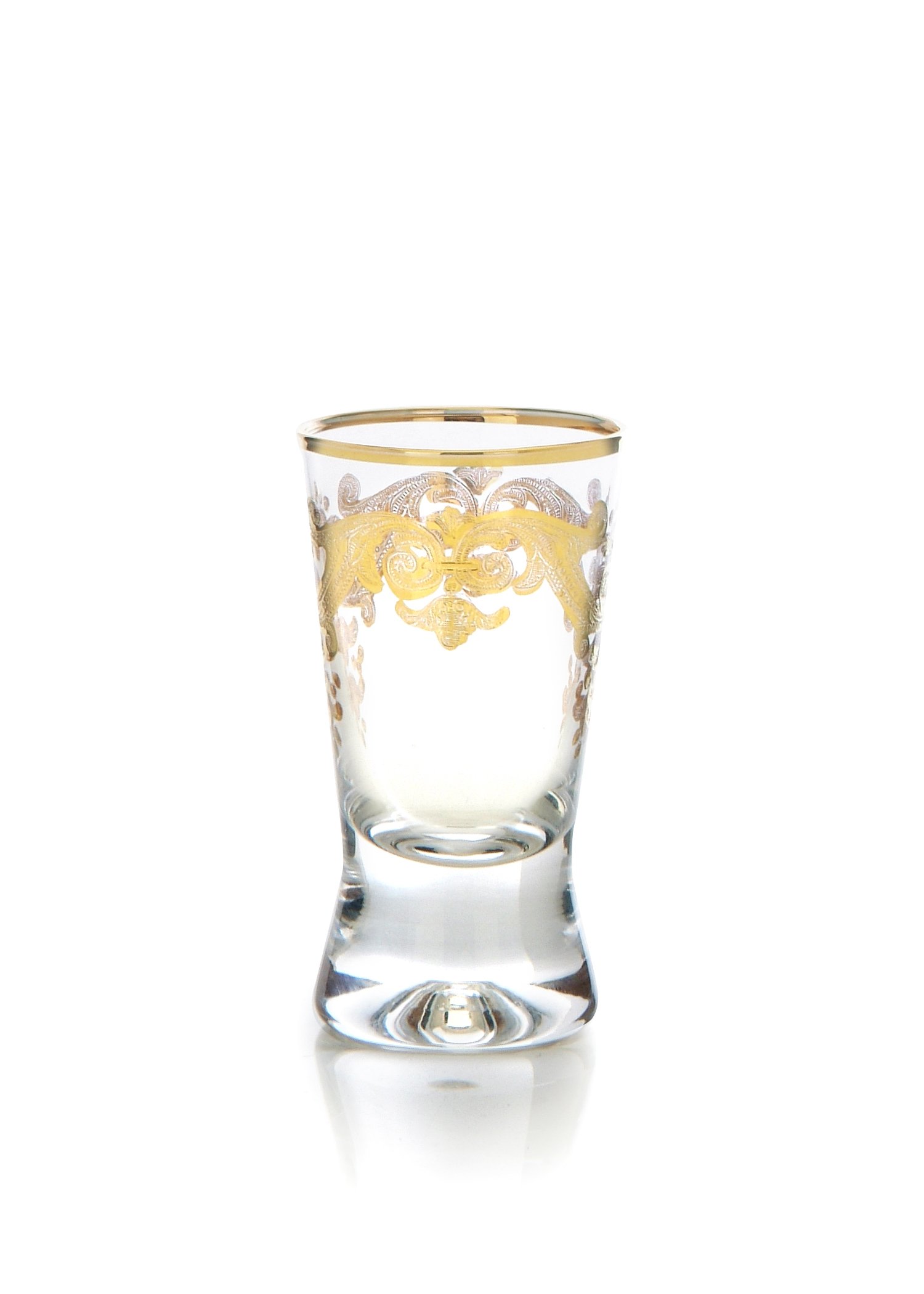 Premium 24K Gold Artwork Liqueur Glasses Set of 6 - Classic Touch CLGG610 for Whiskey, Brandy & Dessert Wine - Elegant Barware for Home Entertaining & Gifts