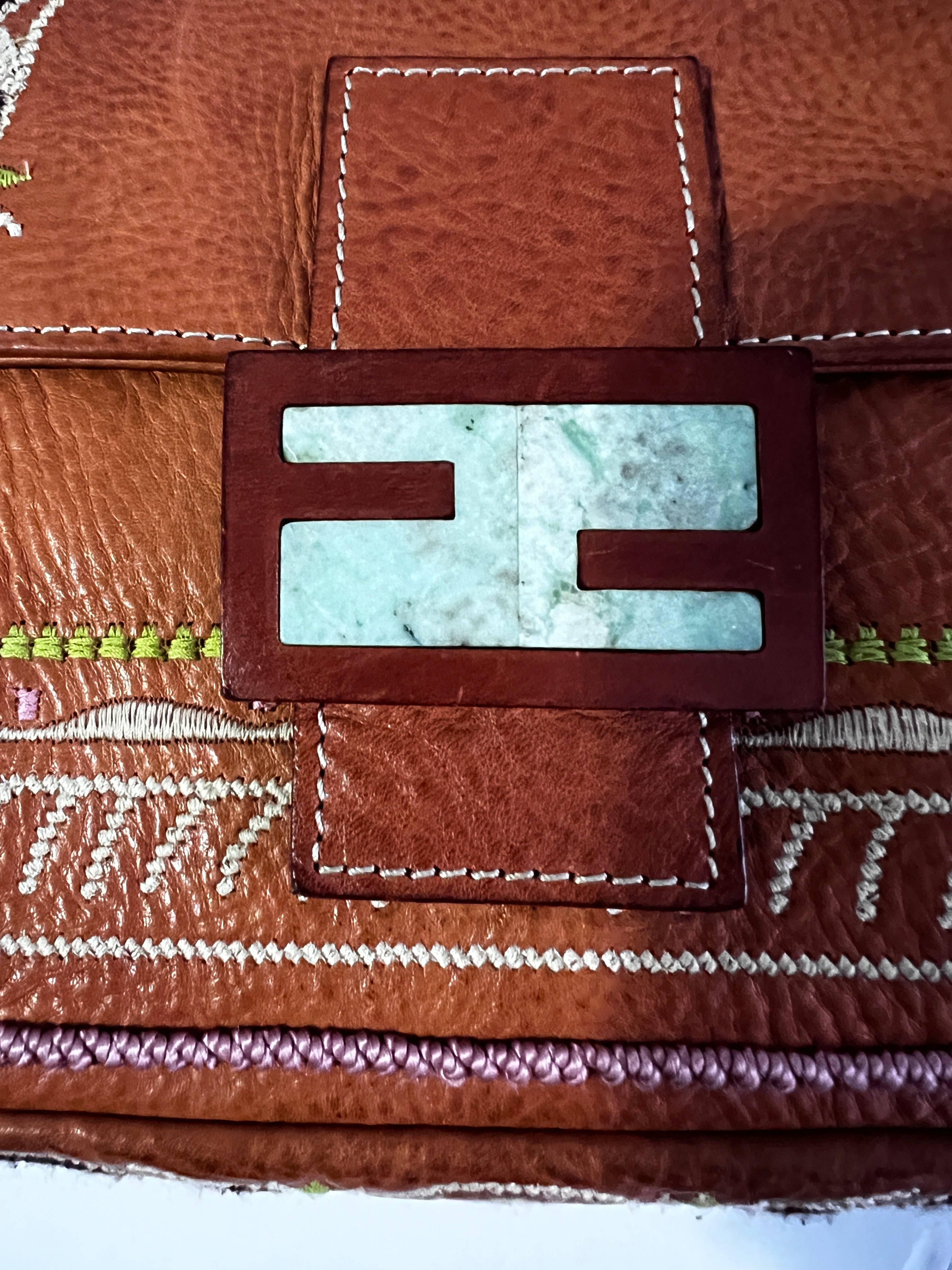 Fendi Embroidered Leather Baguette Bag - Luxury Designer Handbag for Women, Perfect for Parties, Date Nights & Special Occasions