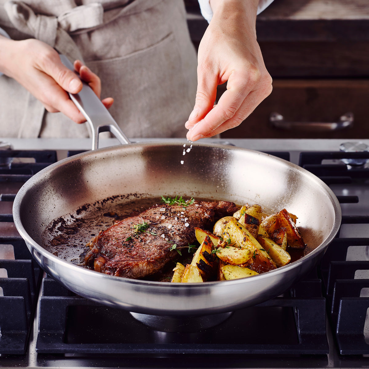 Premium Merten & Storck 12-Inch Stainless Steel Fry Pan - Professional Non-Stick Skillet for Searing, Frying & Cooking - Ideal for Home Chefs & Restaurant Use