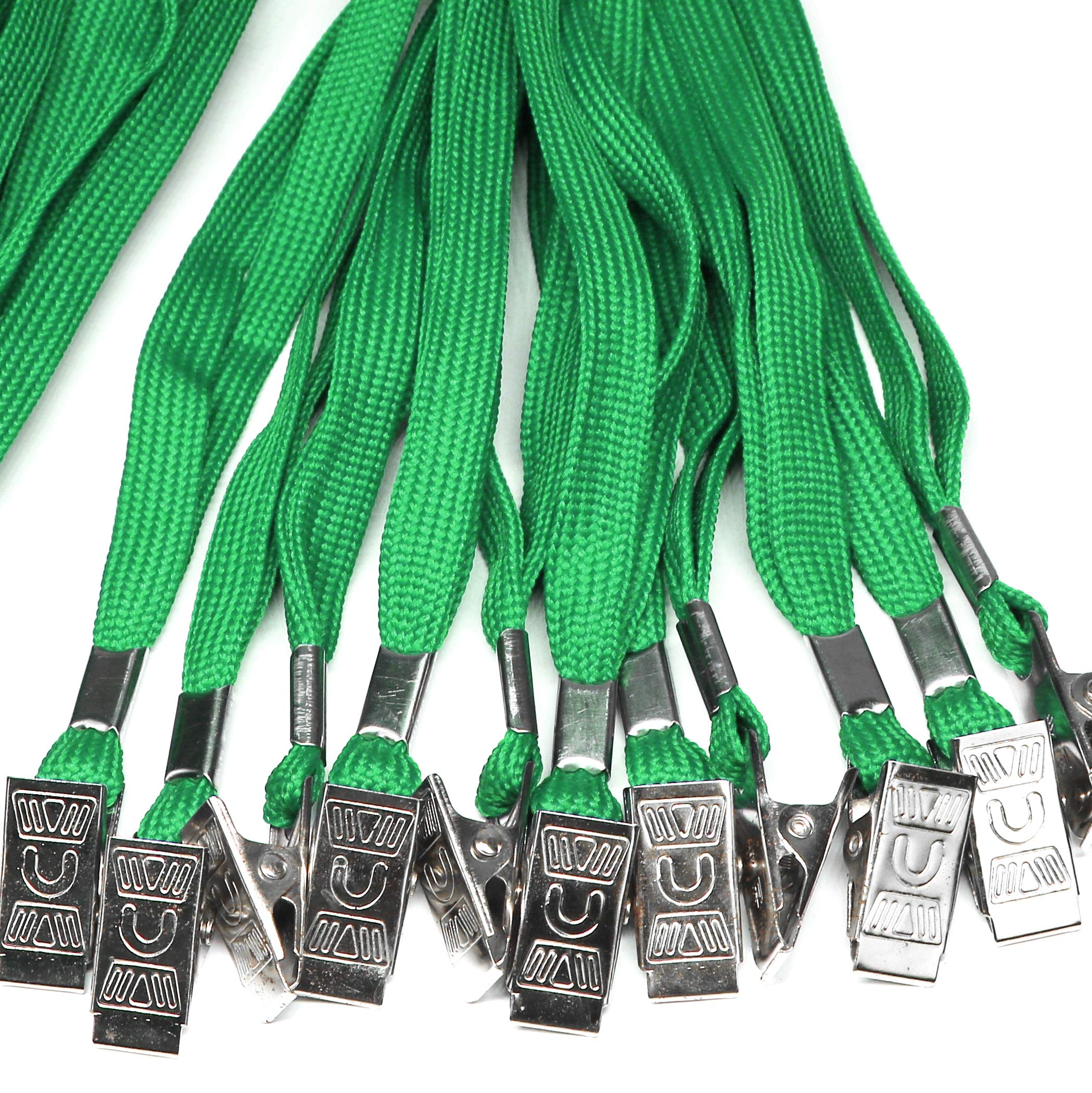 Ollain 100-Pack Green ID Badge Lanyards with Clip for Cruise & Work