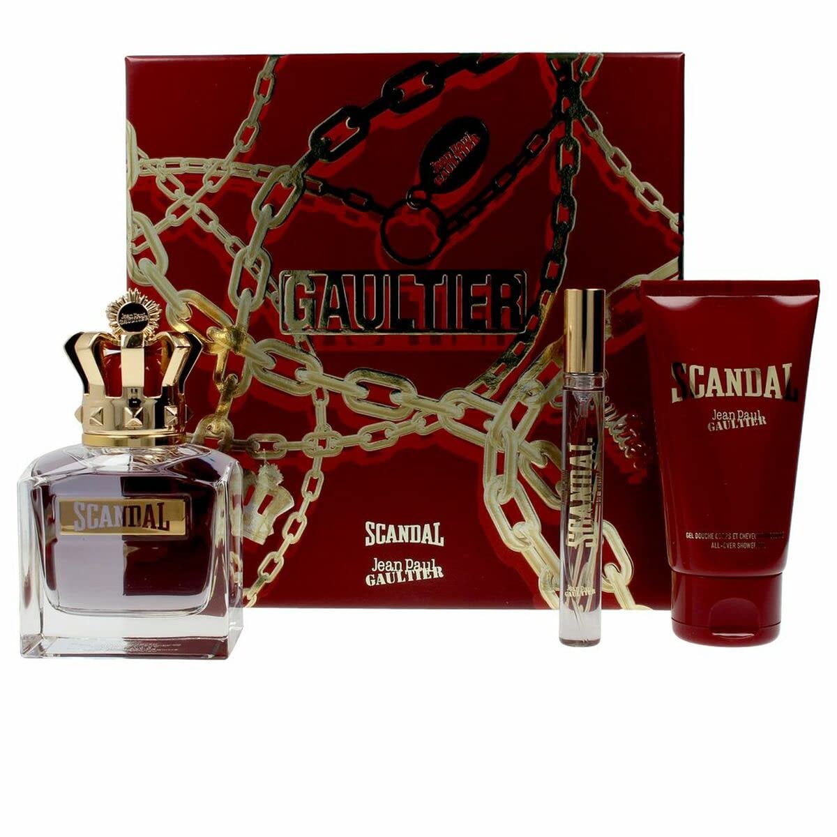 Jean Paul Gaultier Scandal for Men Eau de Toilette Gift Set - 3.4oz EDT Spray, 0.34oz Travel Size EDT & 2.5oz Shower Gel | 3-Piece Cologne Set for Gifts, Date Nights & Special Occasions