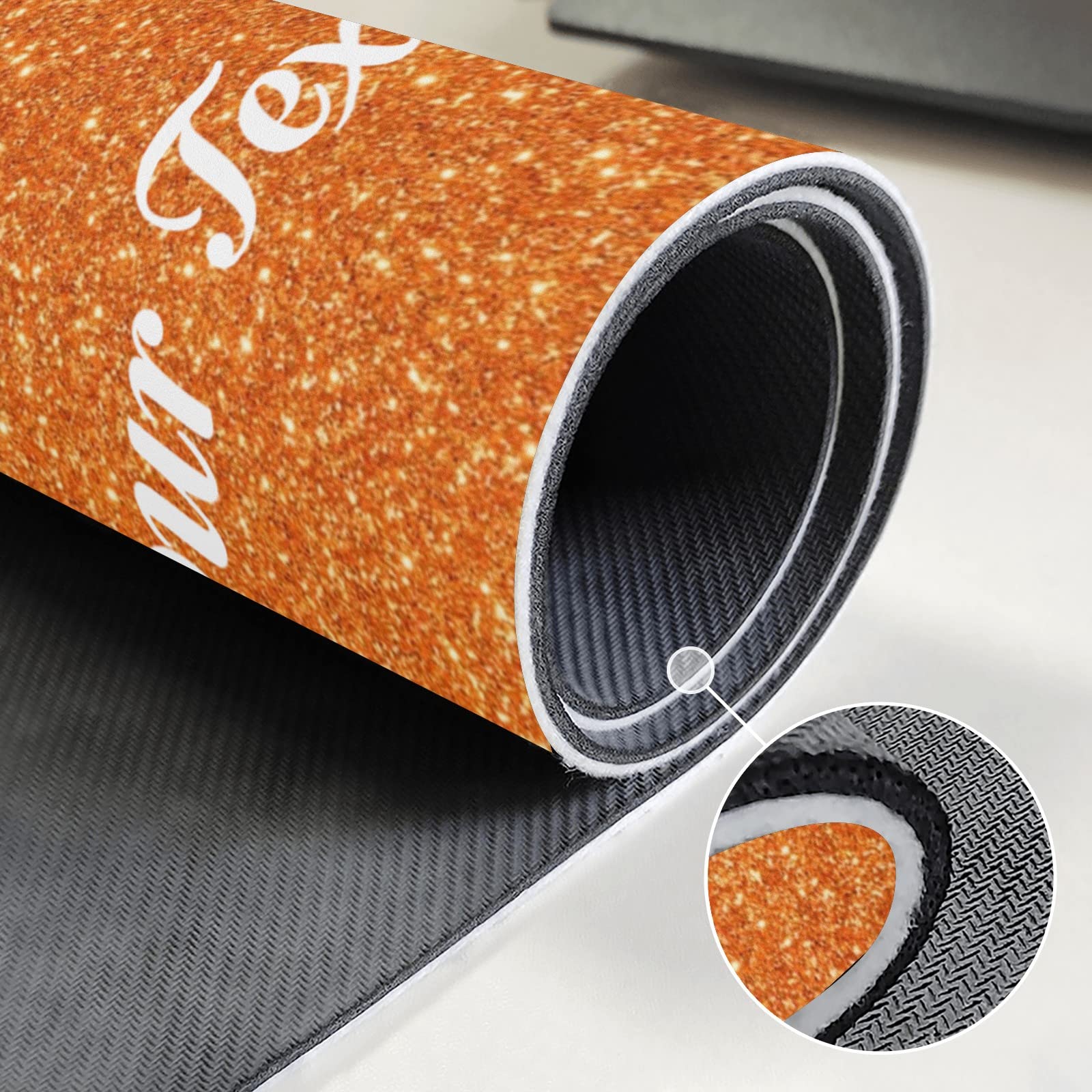 Custom Orange Glitter Anti-Slip Kitchen Mat - Personalized Floor Rug for Home, Office, Laundry & Store, Perfect for Kitchen, Bathroom & Entryway