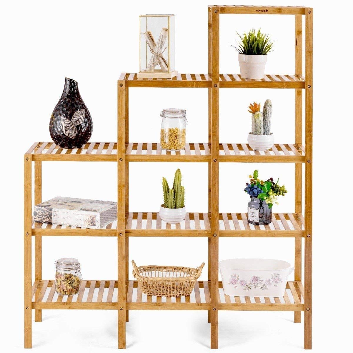 5-Tier Bamboo Wood Bookcase - Versatile Storage Shelf for Books, Plants & Home Decor | Perfect for Living Room, Bedroom & Office Organization