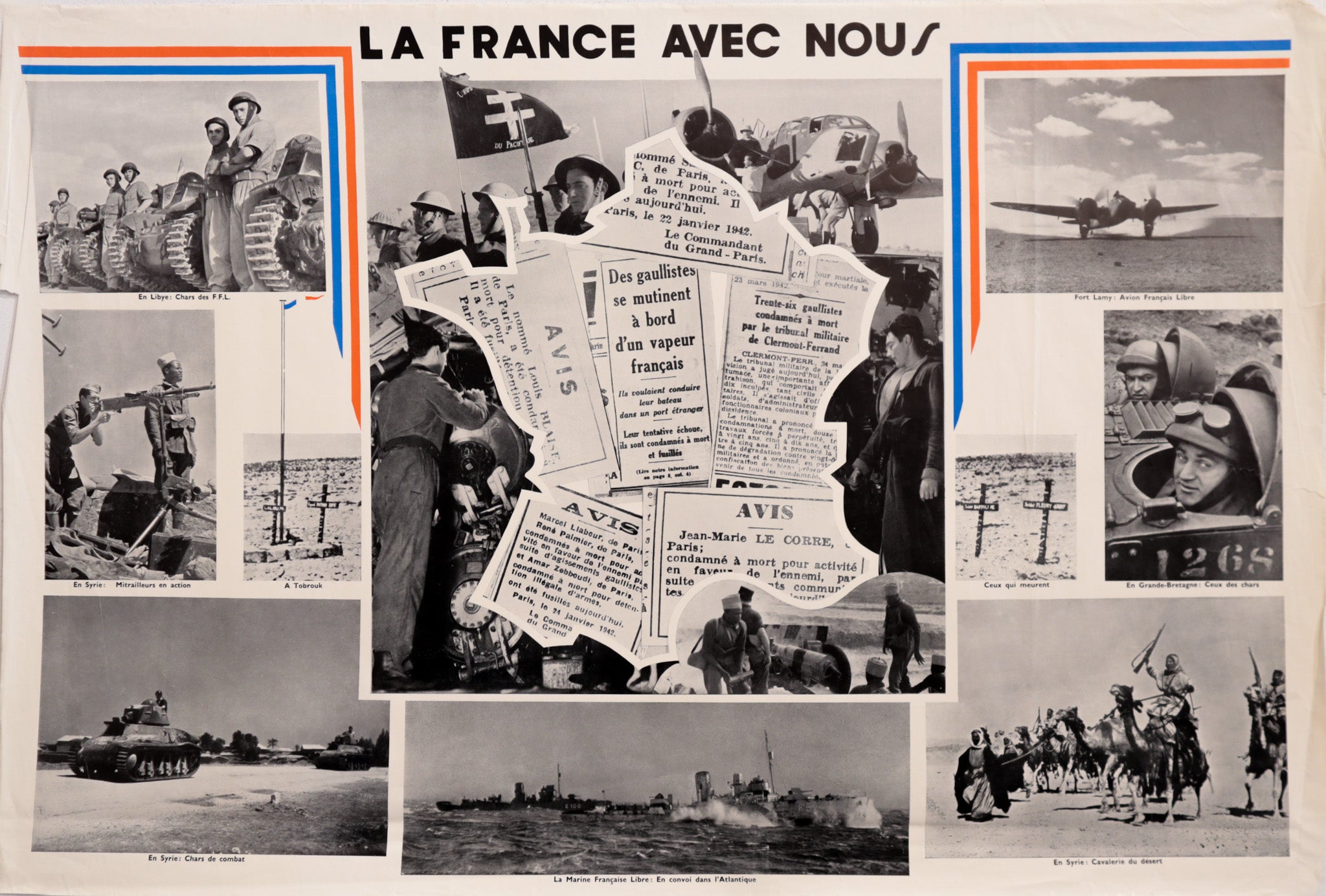 Original Vintage 1940-1945 French WWII Propaganda Poster 
