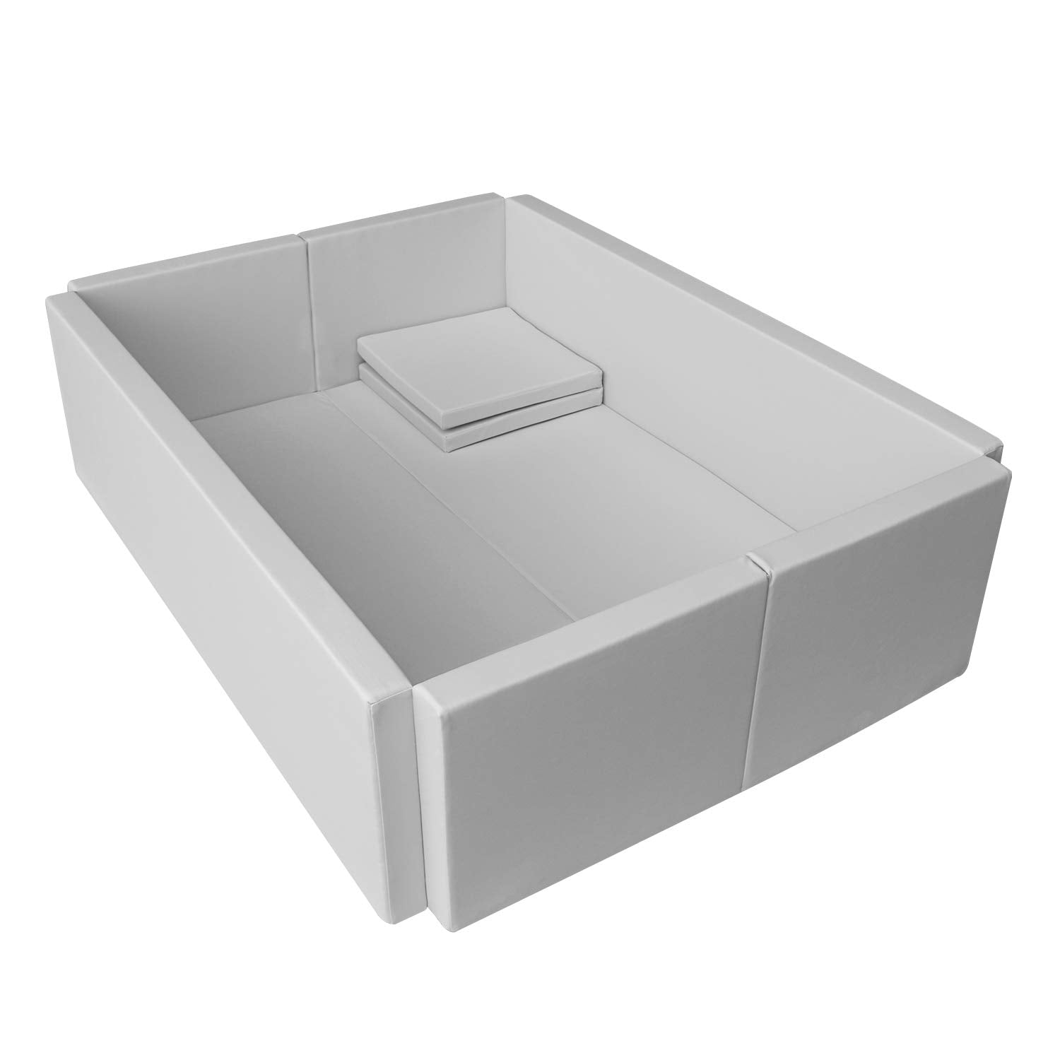Soft Foam Foldable Grey Ball Pit Crawling Fence - Safe Playpen for Toddlers & Kids - Indoor/Outdoor Playground for Home, Daycare & Backyard Fun