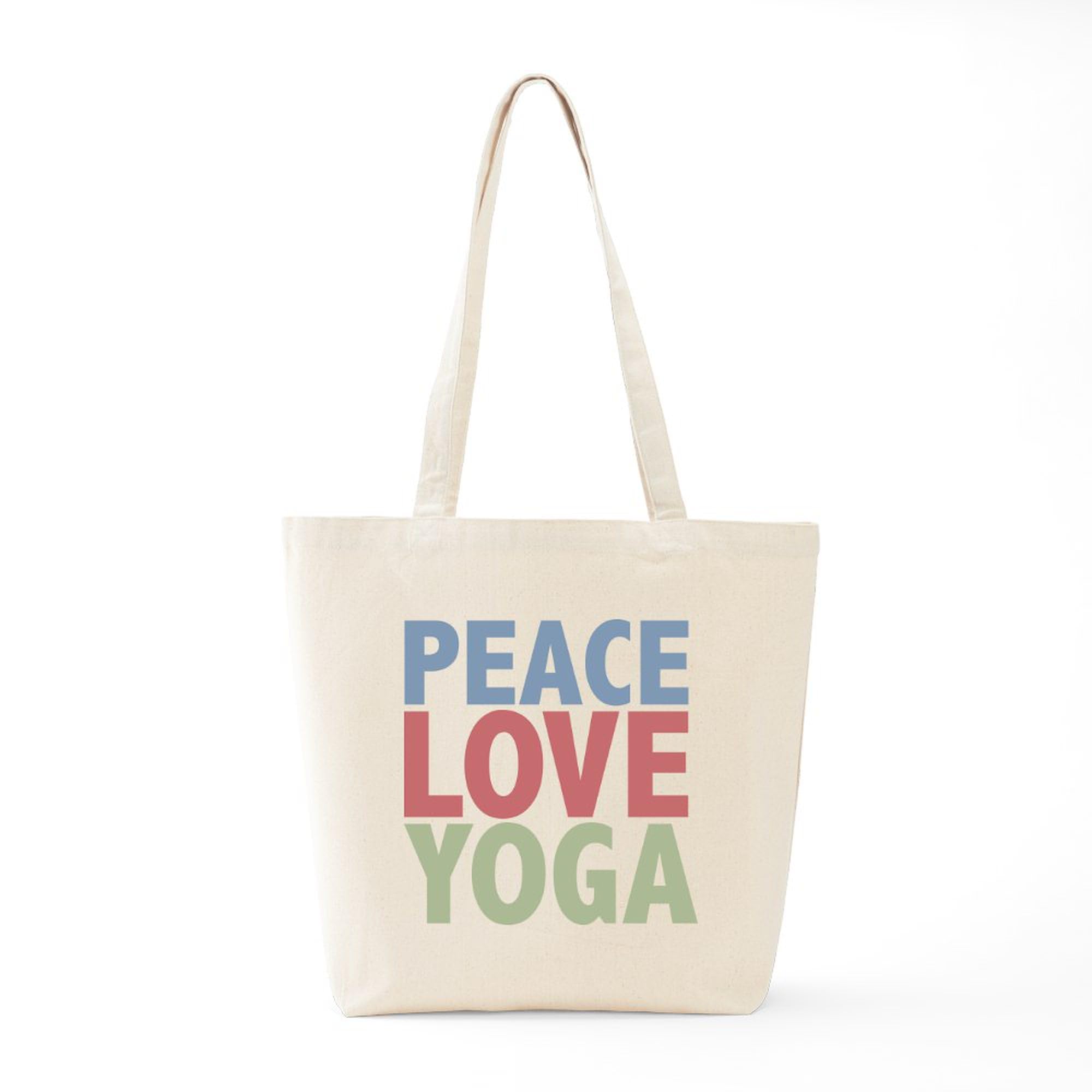 Peace Love Yoga Tote Bag - Eco-Friendly Natural Canvas Reusable Shopping Bag for Yoga, Groceries & Beach | Sustainable Cotton Carryall for Work, Gym & Travel