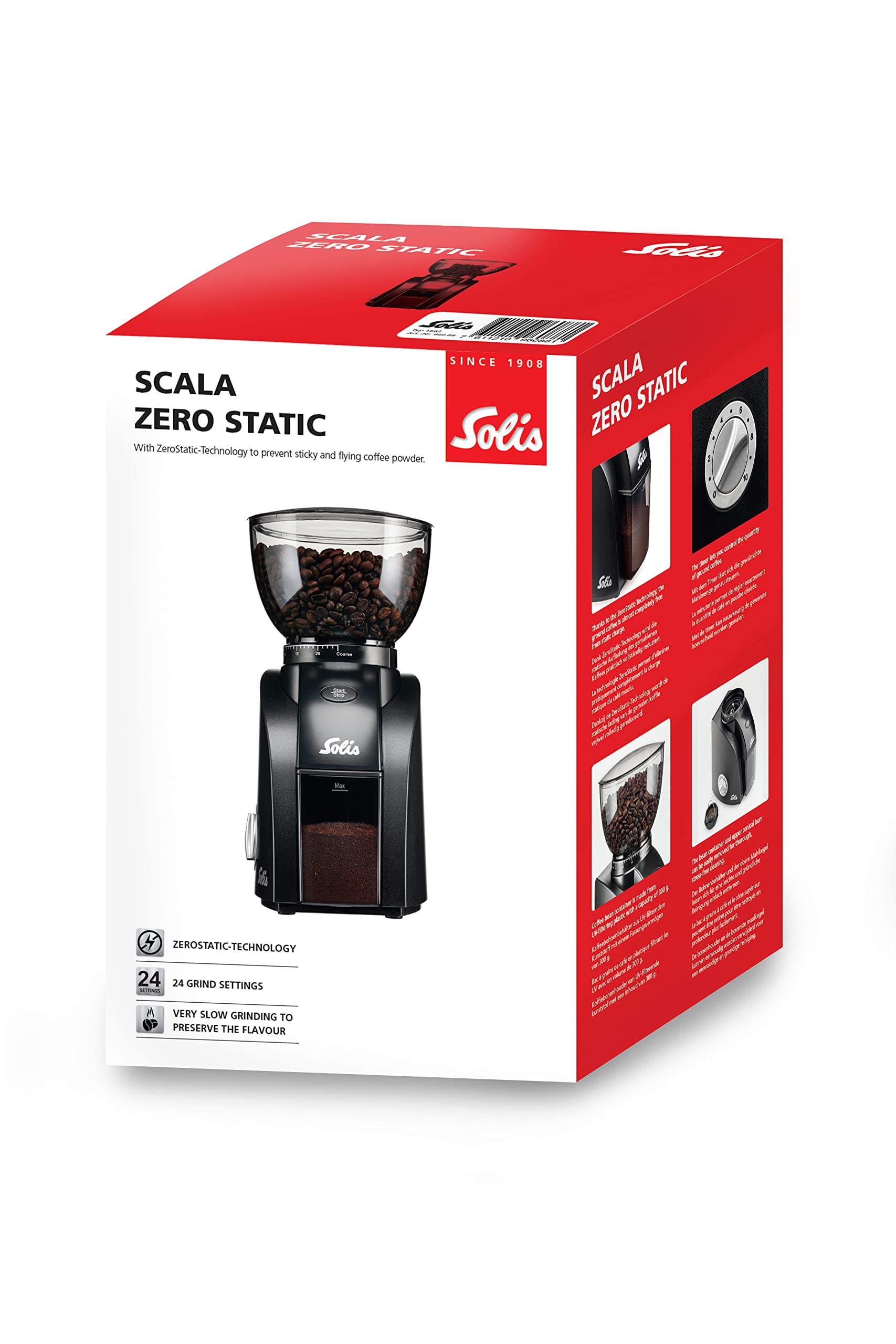 Scala Zero Static Coffee & Espresso Grinder - Black - Electric Burr Grinder for Fresh Ground Coffee, Perfect for Home Baristas & Espresso Lovers (Ideal for Morning Brews & Coffee Shops)