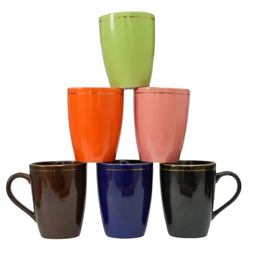 Premium Ceramic Coffee Mug Set of 2 - 12oz Stackable Chip-Resistant Tea Cups with Gold Accents, Large Handle for Comfort (Green) - Perfect for Home, Office, Gifts & Coffee Shops