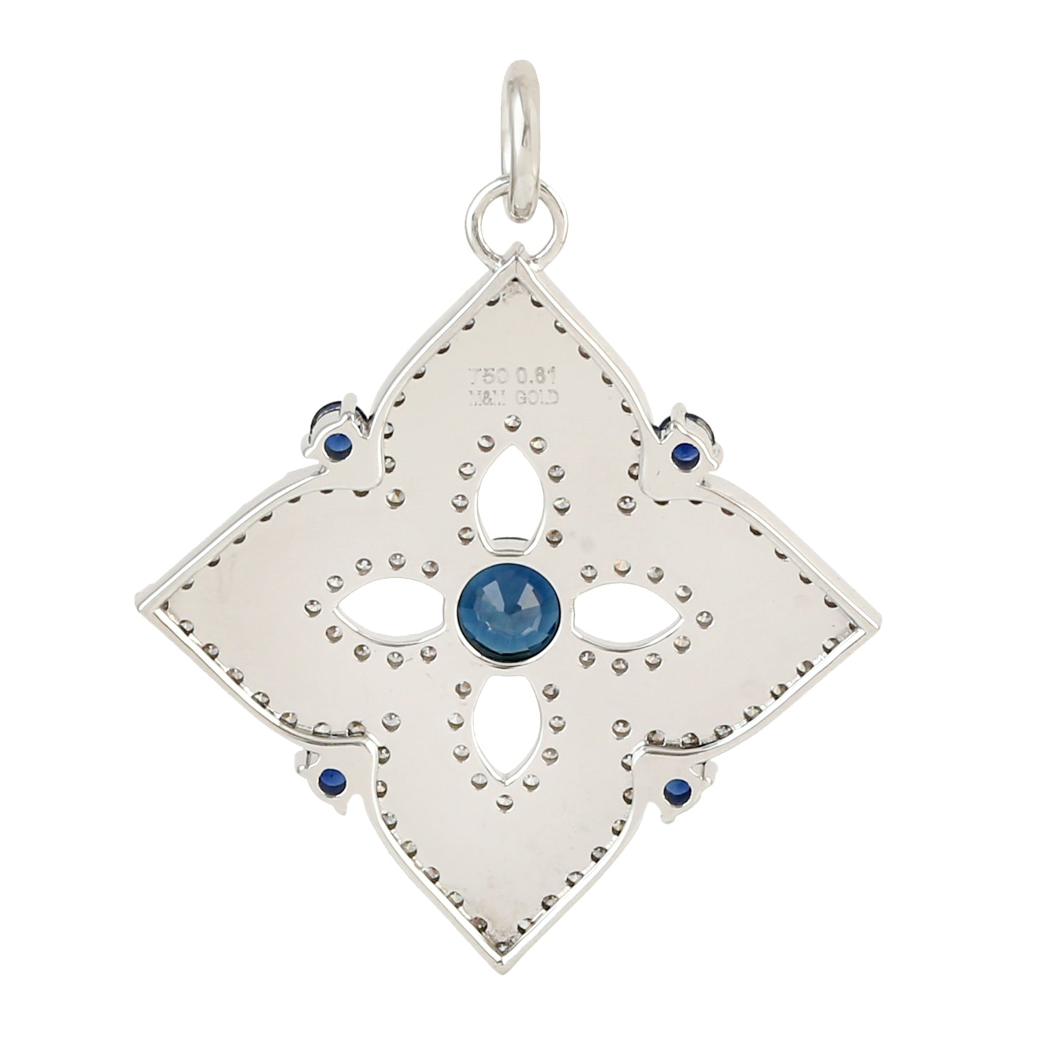 Blue Sapphire Gemstone & Diamond Floral Pendant in 18K White Gold | Elegant Jewelry Gift for Women | Perfect for Weddings, Anniversaries & Special Occasions