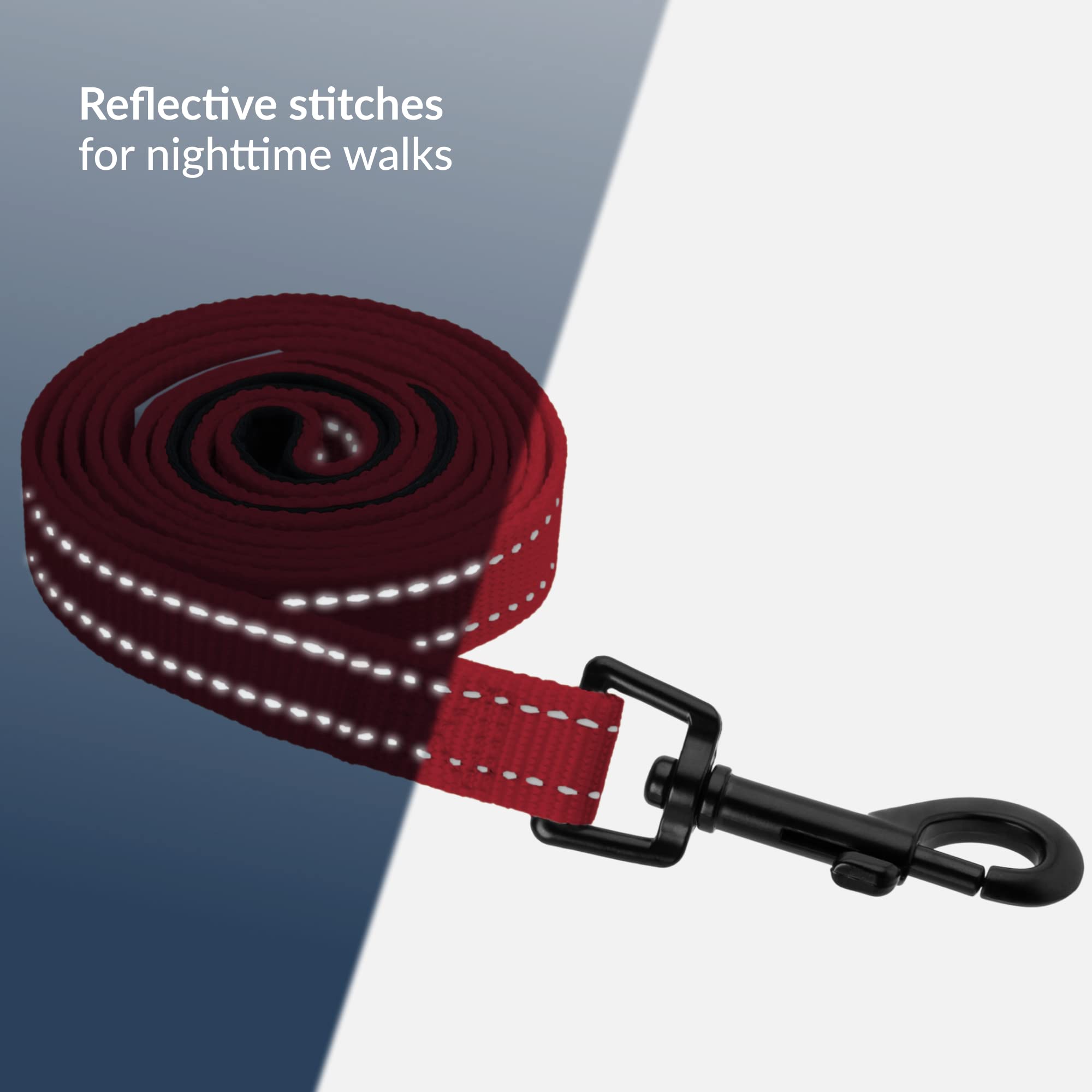 **CollarDirect 5ft Heavy Duty Reflective Nylon Dog Leash - Durable Pet Leash for Small, Medium & Large Dogs - Perfect for Walking, Running & Training (Red, Small) - Ideal for Outdoor Adventures & Nighttime Safety**