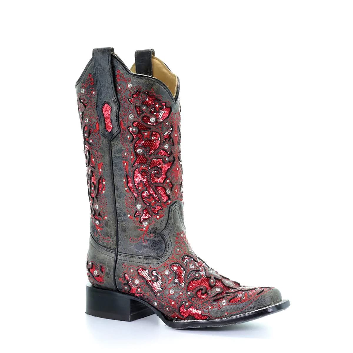 CORRAL White Glitter & Crystals Women's Square Toe Western Boots A3397 - Stylish Cowgirl Boots for Rodeo, Country Dance & Western Fashion