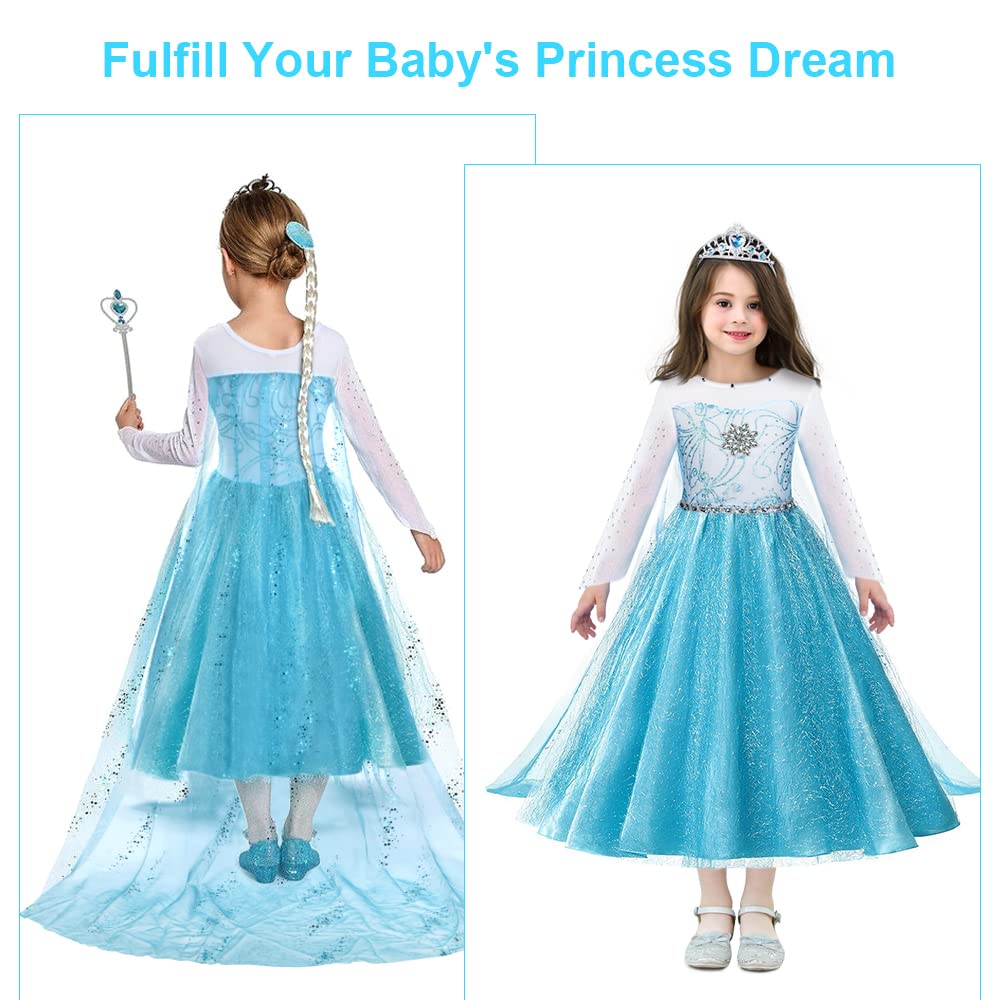 Royal Princess Dress Costume for Girls - Elegant Birthday Party Dress Up, Queen Cosplay with Crown, Wand & Gloves Accessories | Perfect for Halloween, Birthday Parties & Dress-Up Play