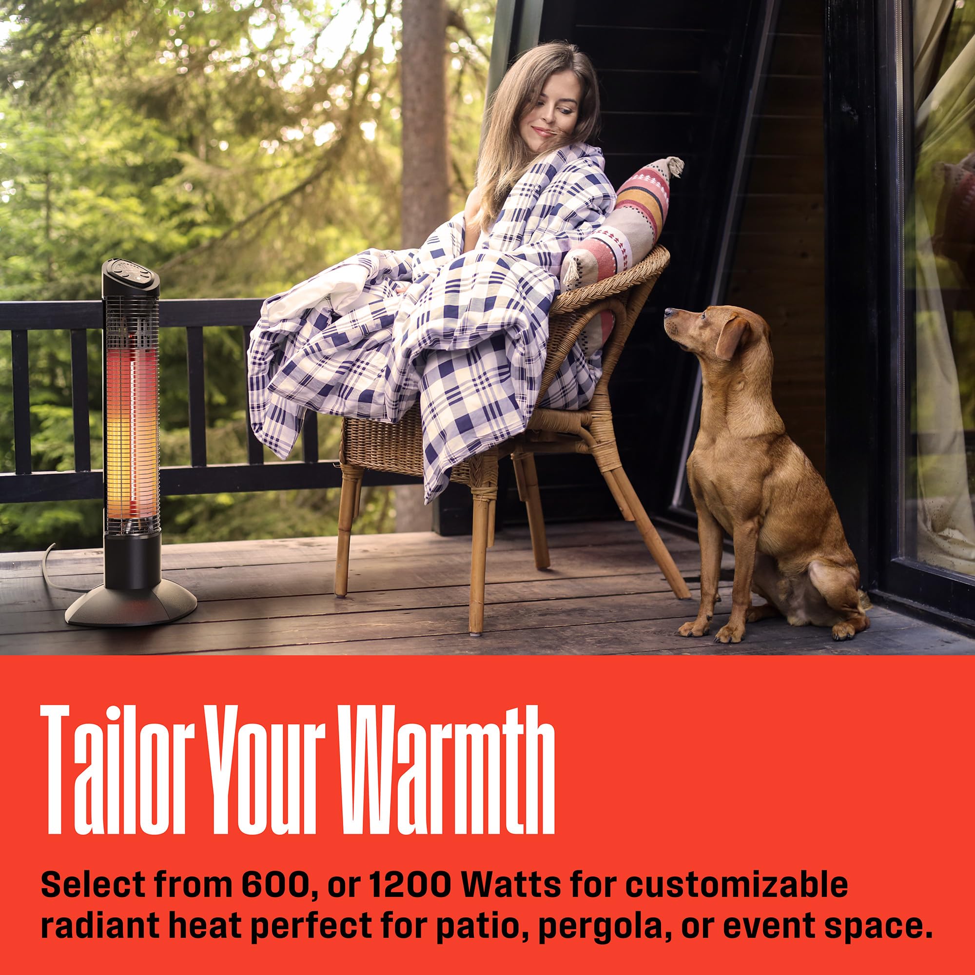 Westinghouse Infrared Electric Outdoor Heater with Remote - Oscillating, Auto Shut-Off & Tip-Over Protection - Portable, Lightweight, Waterproof & Dust Resistant Patio Heater for Backyard, Deck & Outdoor Dining