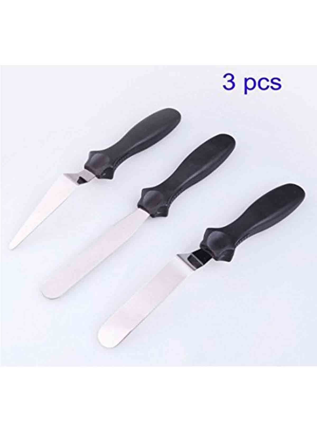 3-Piece Stainless Steel Cake Decorating Palette Knife Set - Icing Spatula, Frosting Knife & Pastry Tool for Baking, Cake Decorating & Kitchen Use - Perfect for Fondant, Buttercream & Dessert Decoration