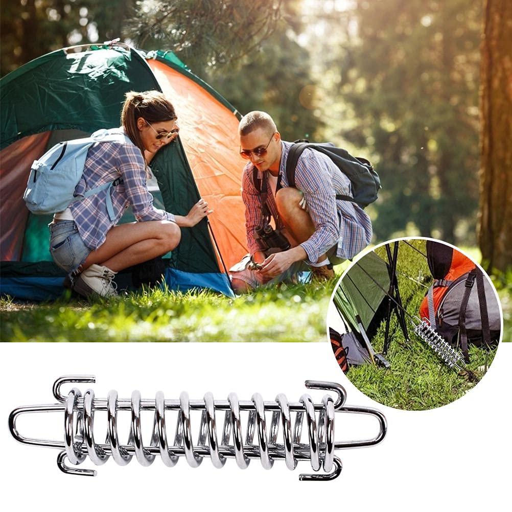 Heavy Duty Stainless Steel Tent Spring Buckle - 4Pcs Damping Spring Sunshade Awning Rope Tensioner for Outdoor Camping, Beach Tents & Dog Training | Durable Tent Accessories for Secure Shelter Setup