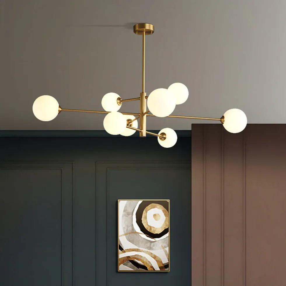 Modern White Multi Glass Ball Radial Chandelier - Elegant Ceiling Light Fixture for Dining Room, Living Room, Bedroom & Entryway Decor