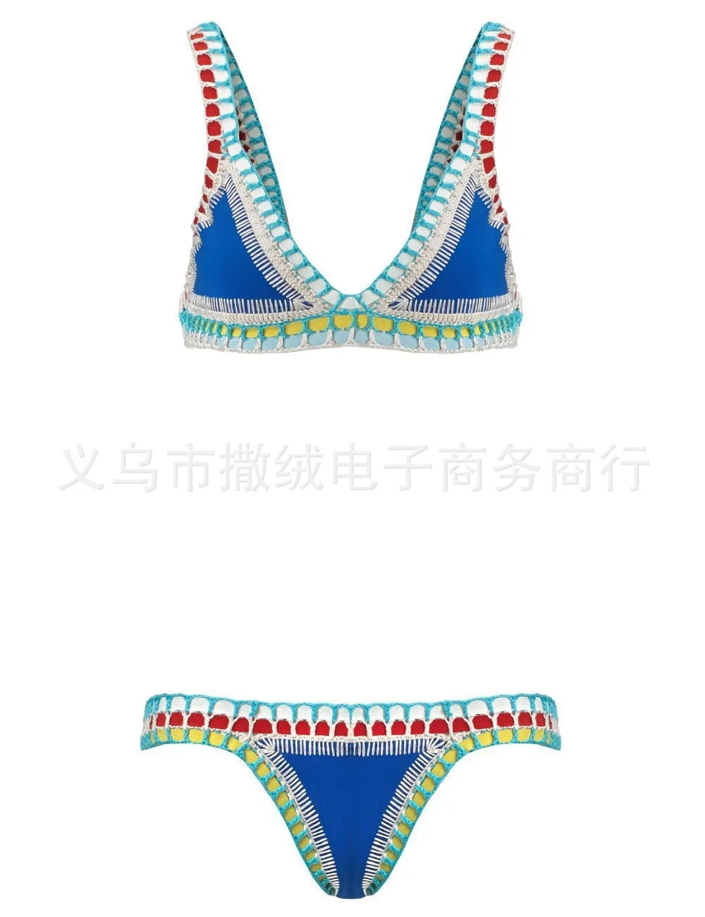Handmade Crochet Bikini Set - Plus Size Women's Swimwear with Knitted Splicing Design | Perfect for Beach Vacations, Pool Parties & Summer Getaways