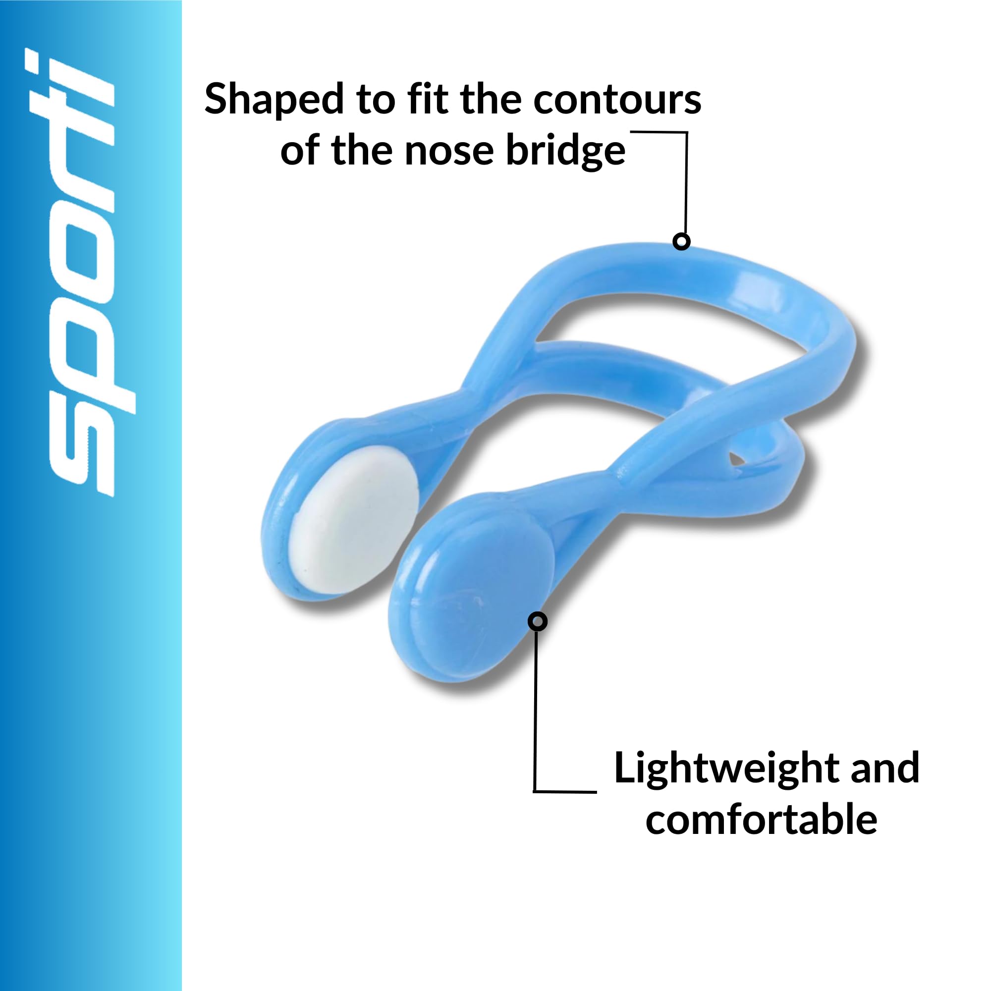 Sporti Waterproof Nose Plugs for Swimming - Adult Competitive Swimmer Nose Clip, Lap Swimming Gear for Pool Training & Water Sports Protection