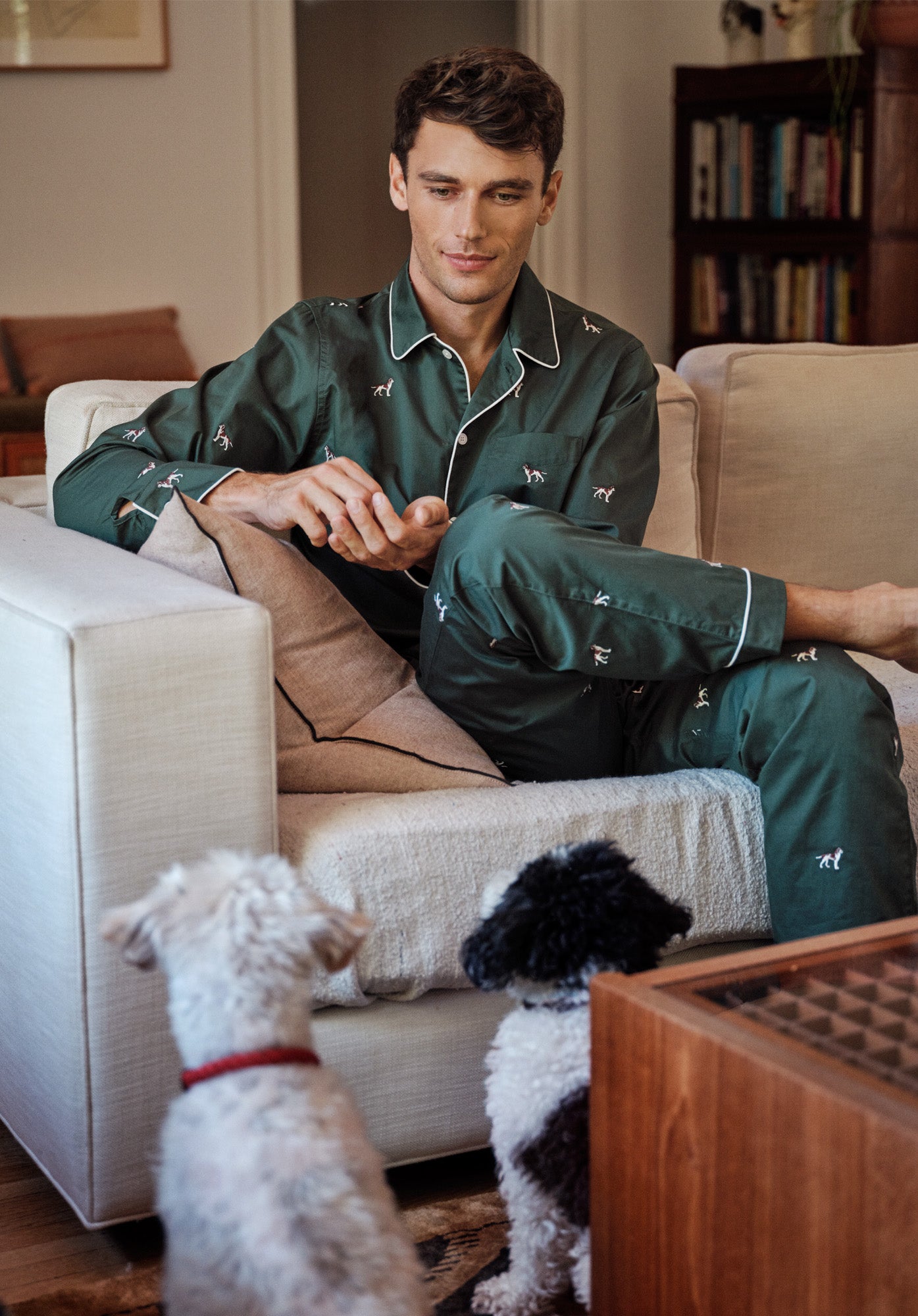 Henry Embroidered Hounds Pajama Set - Soft Cotton Sleepwear for Men & Women | Perfect for Cozy Nights, Lounging & Gift Giving