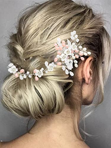 Elegant Pearl Bridal Headband with Rhinestones & Flowers - Wedding Hair Accessories for Women & Girls - Perfect for Bridal Showers, Weddings & Special Occasions