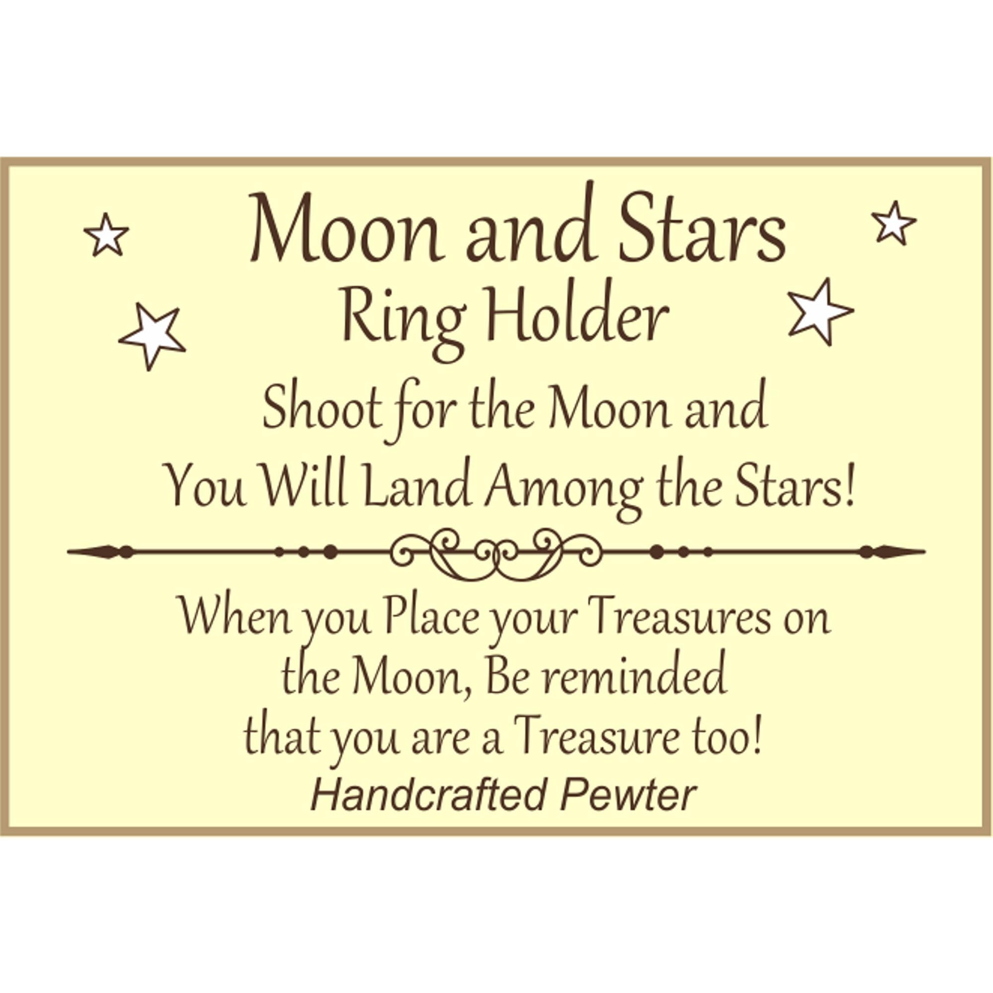Celestial Pewter Moon & Stars Ring Holder - USA Handcrafted Gift for Jewelry Storage