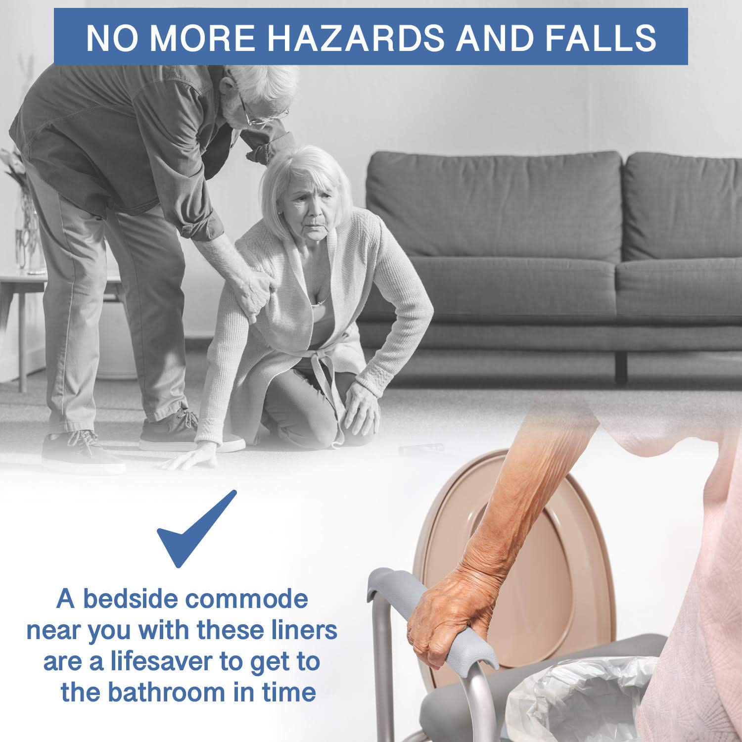 **Disposable Commode Liners - 100 Pack Heavy-Duty Portable Toilet Bags for Seniors & Disabled - No Absorbent Pad, Easy to Use Bedside Commode Liners - Eliminate Bucket Washing - Ideal for Home Care, Travel & Hospitals**